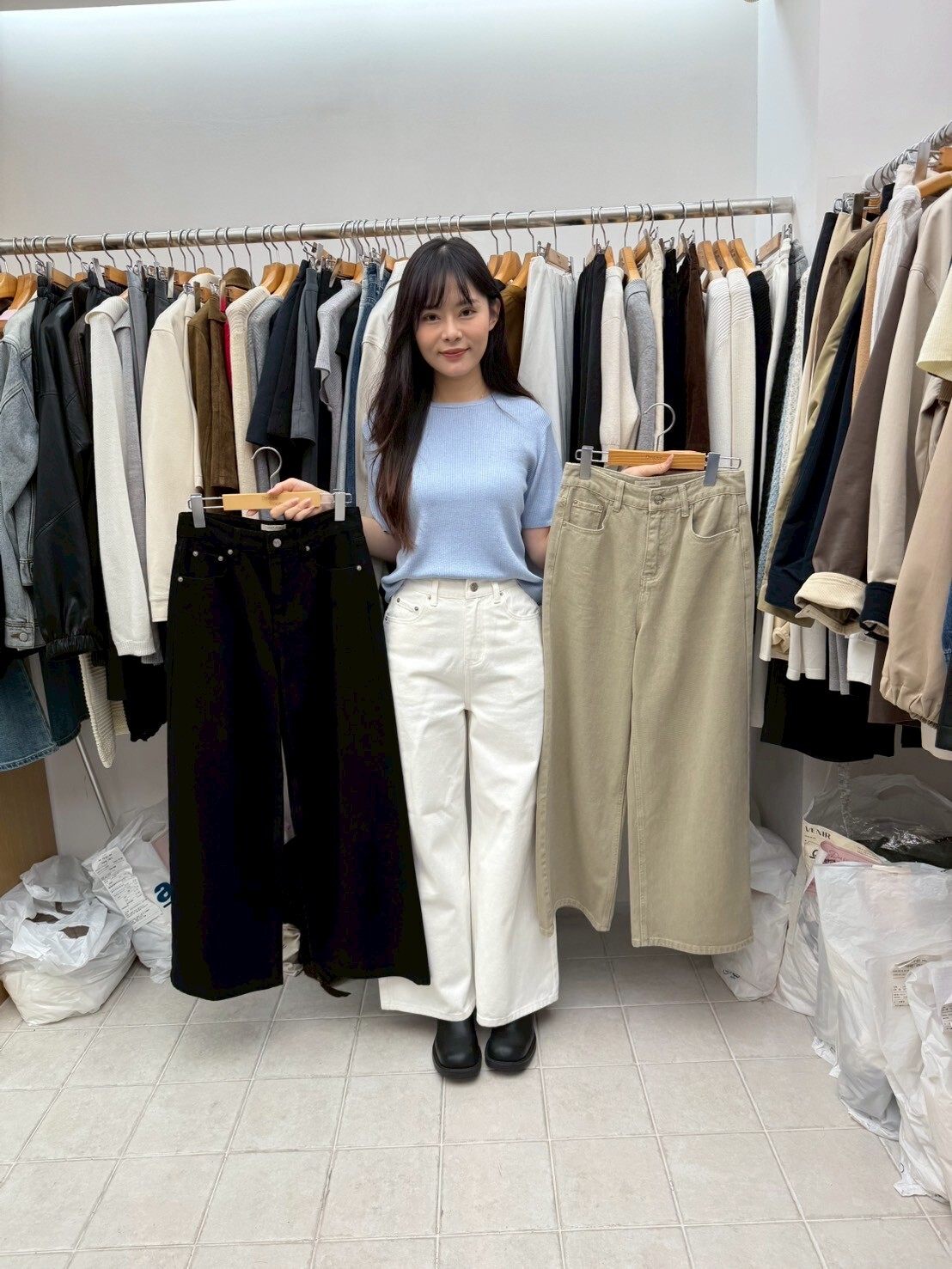 DR5029 高腰牛仔棉直筒休閑褲