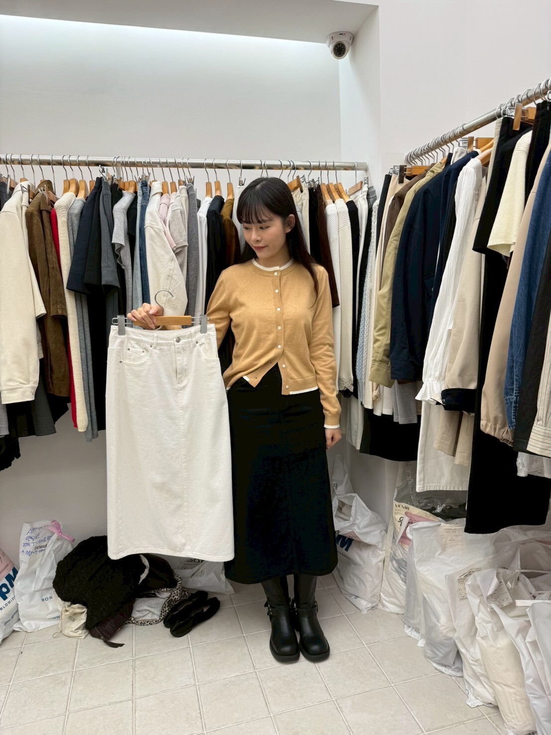 DR5046 高腰牛仔棉A字半身裙