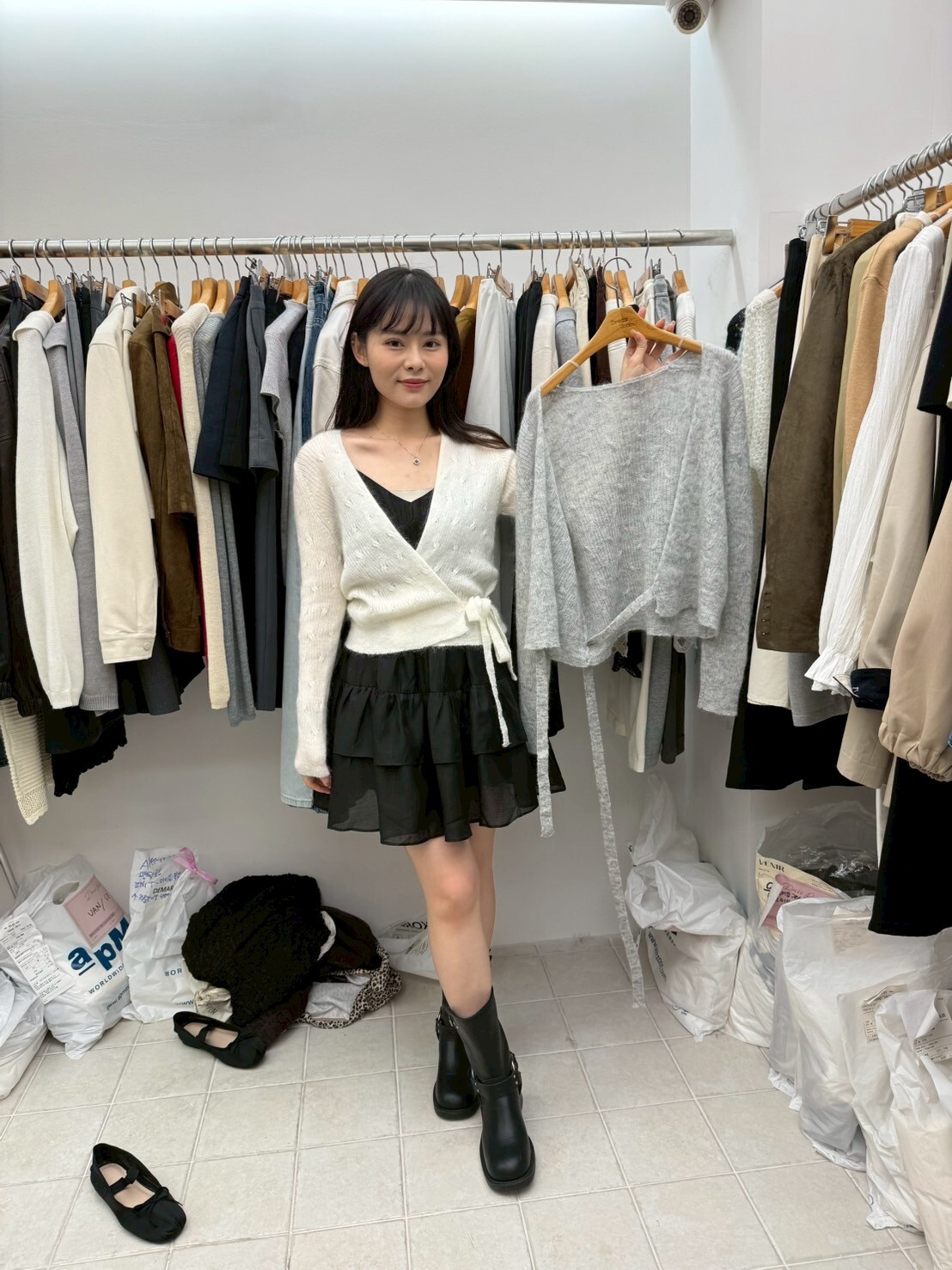 DR5026 片式蝴蝶綁帶外搭上衣