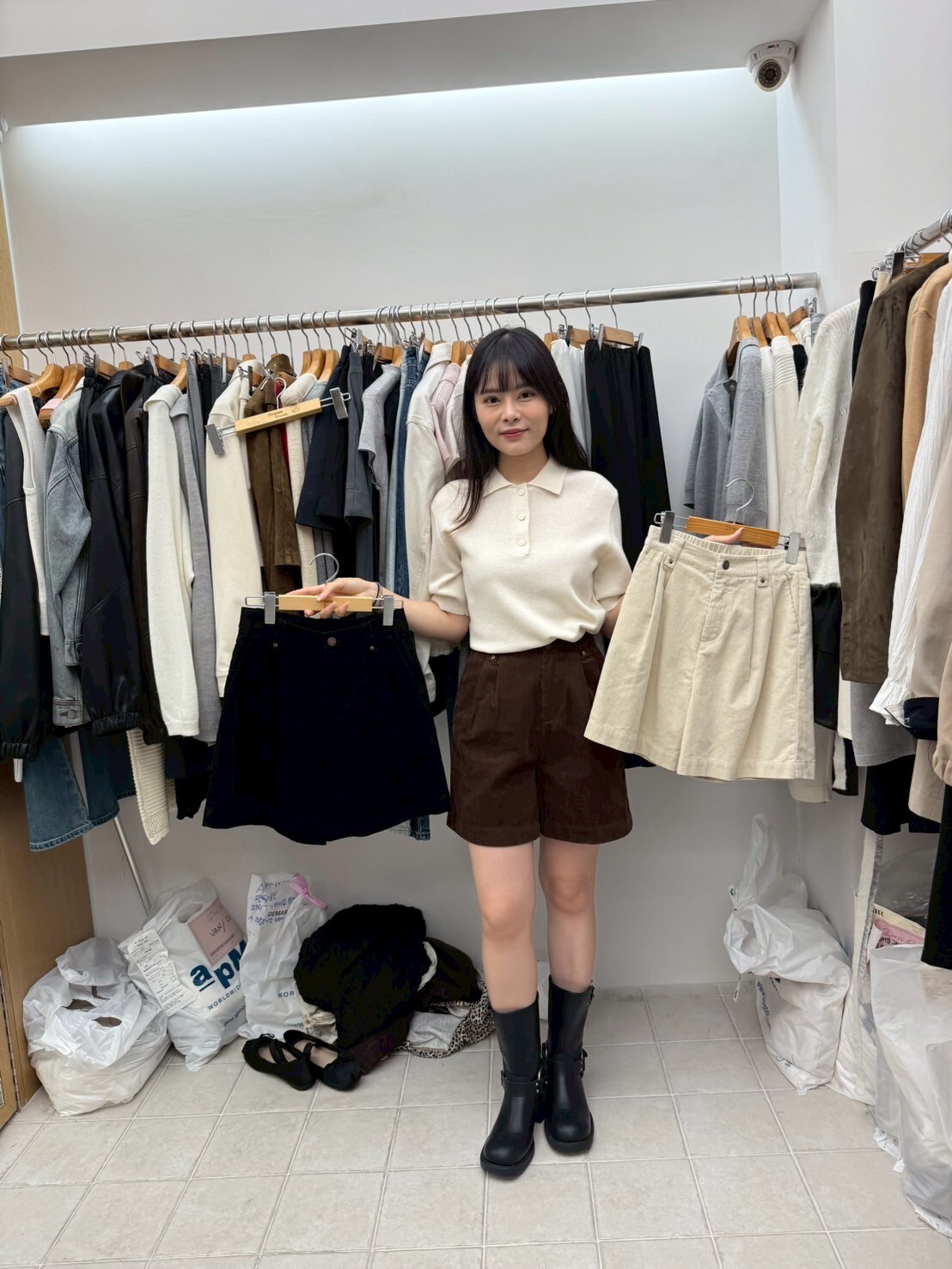 DR5042 後橡筋壓褶A字休閑短褲