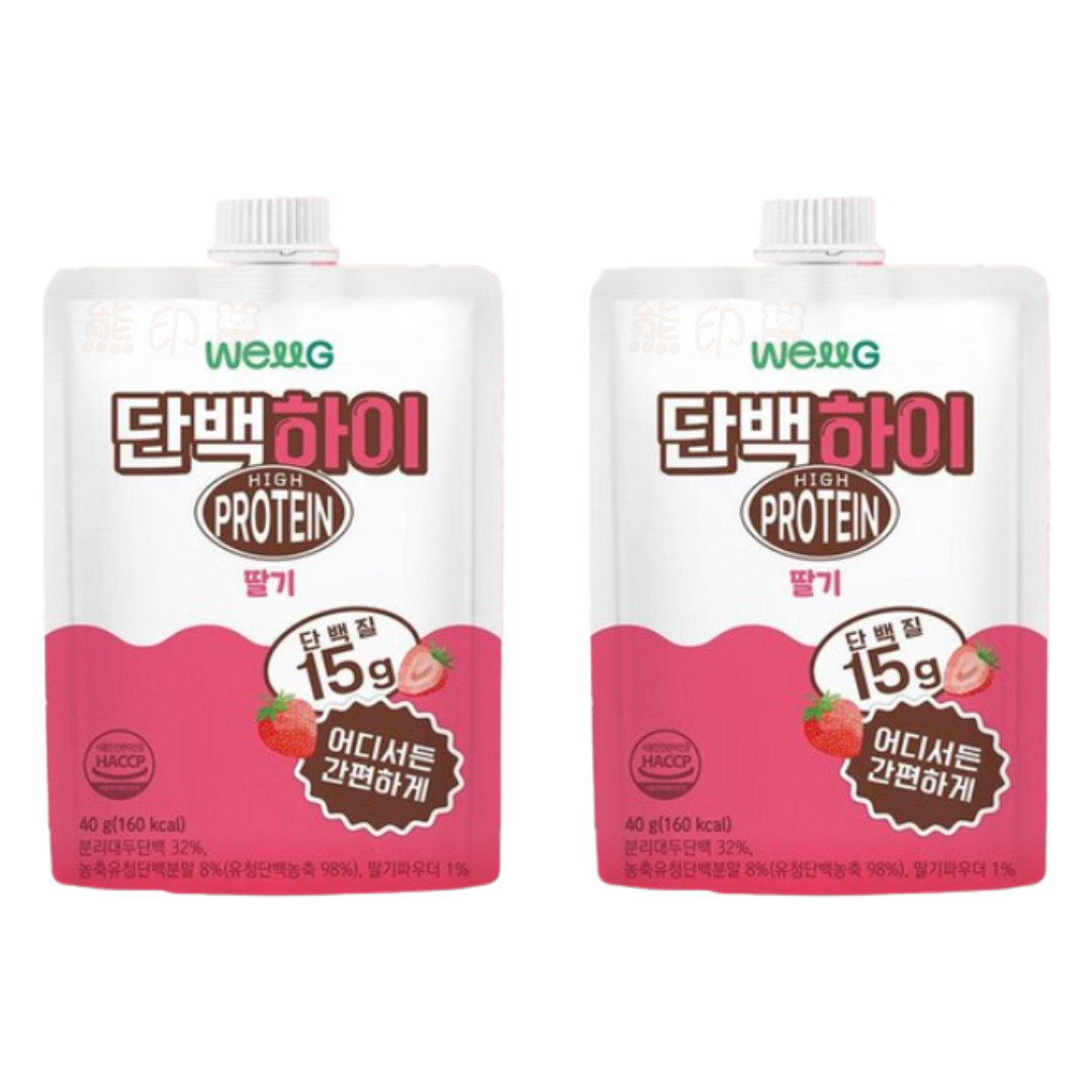 韓國高蛋白士多啤梨即沖奶昔 40G x 2袋