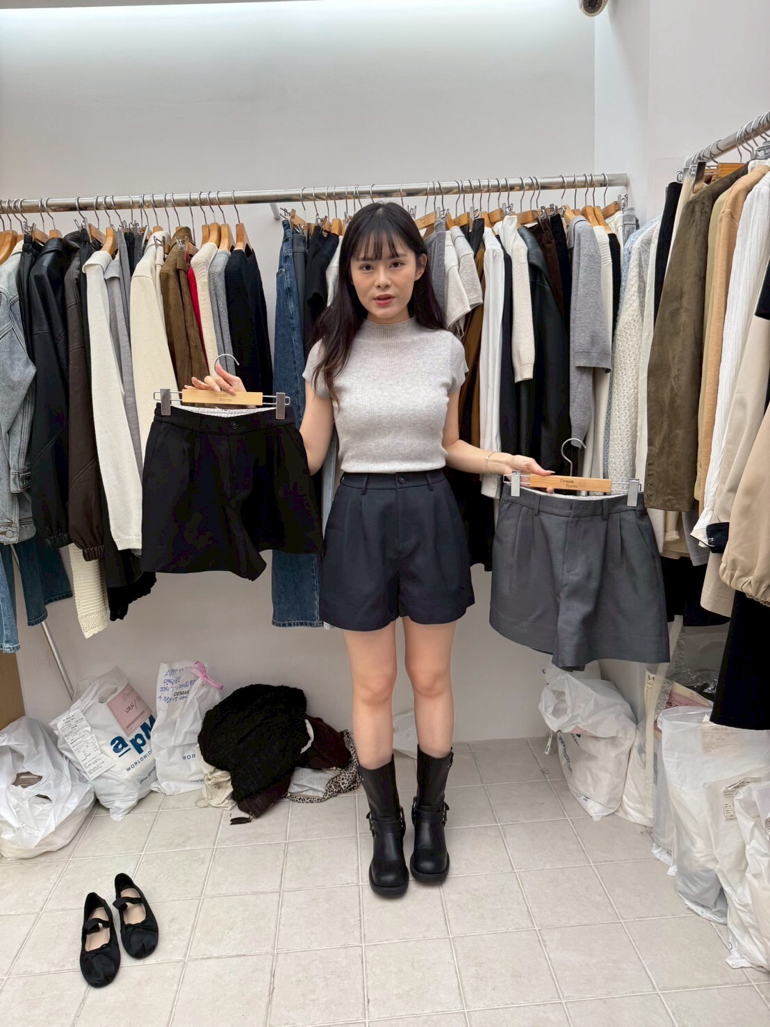 DR5060 腰綫拼色西裝休閑短褲