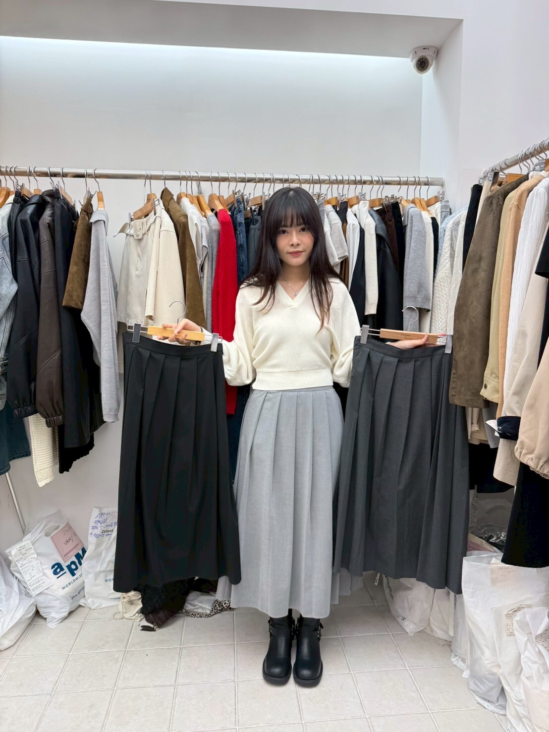 DR5014 學院風百褶裙擺半身長裙