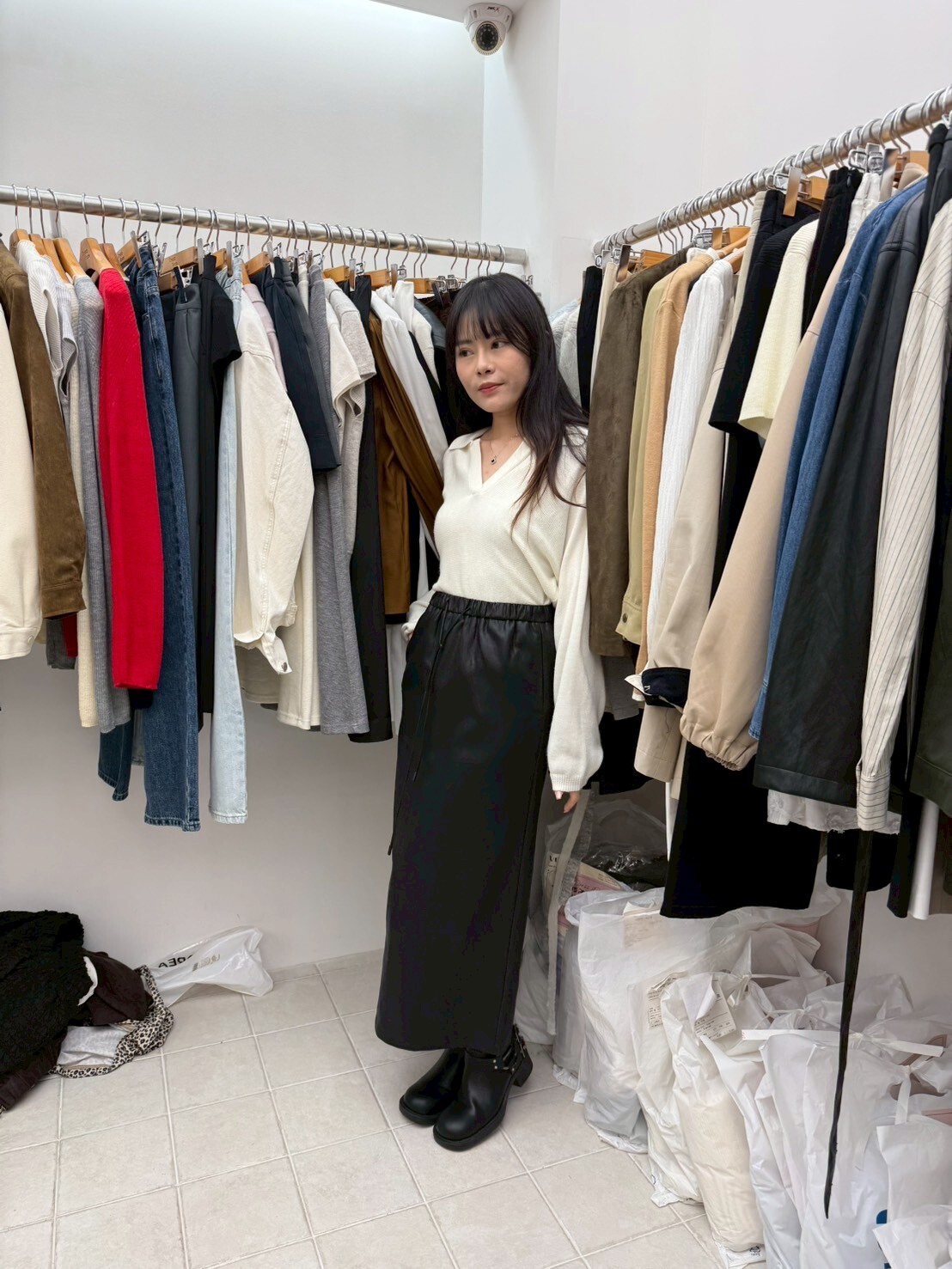 DR5012 全橡筋光澤亮面A字半身裙