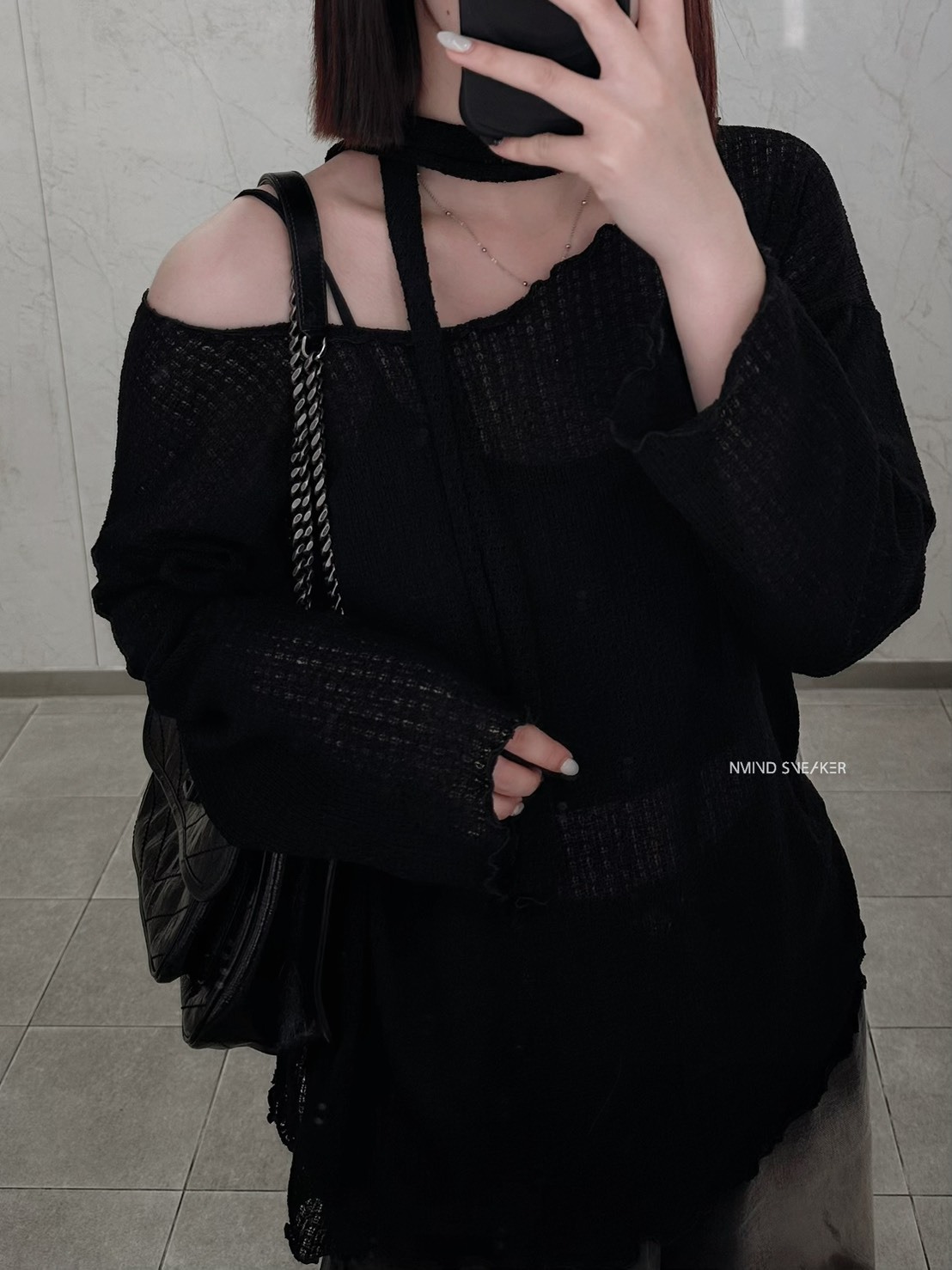 <快速出貨> 正韓 大斜肩透膚上衣附圍脖 三色