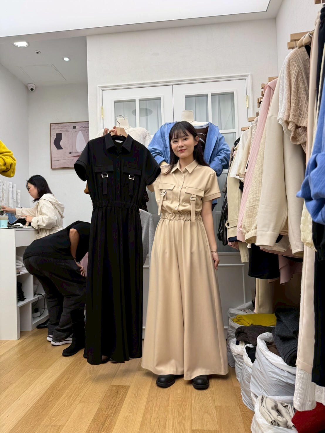 RF5032 工裝橡筋腰顯瘦連身褲