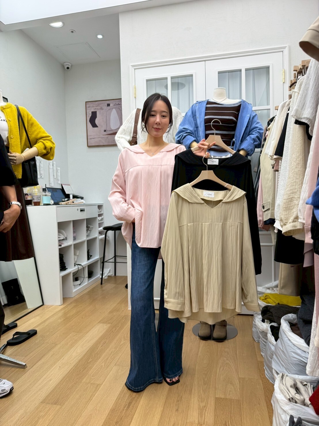 RF5007 水手領壓褶垂感長袖上衣