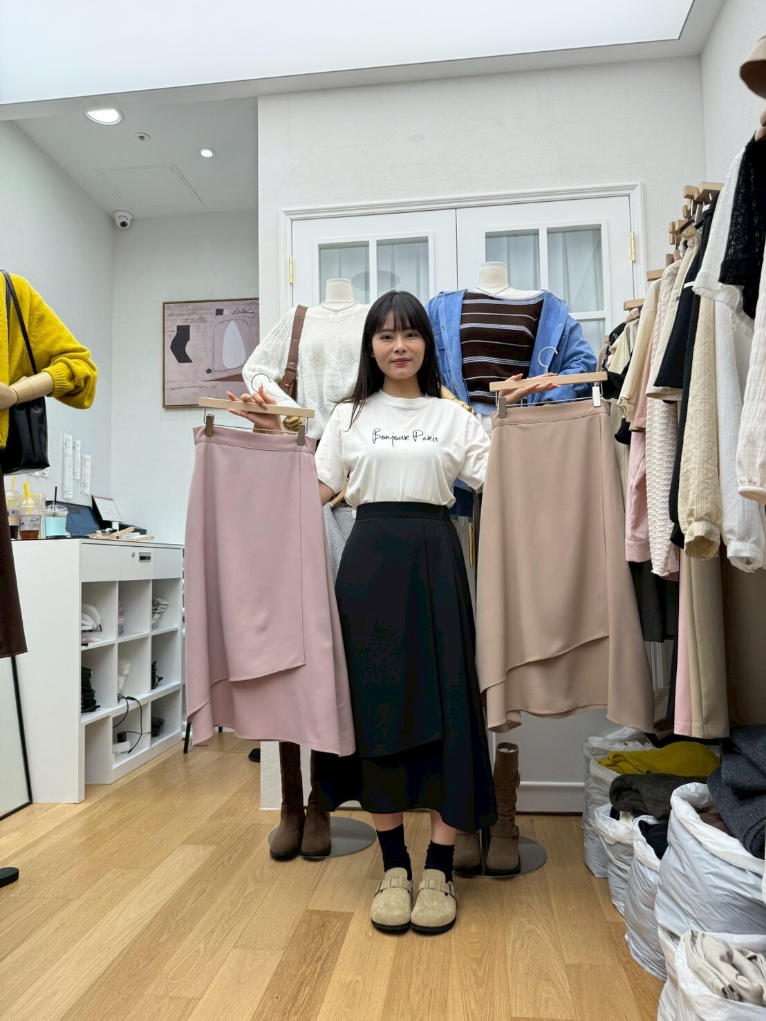 RF5036 不規則下擺高腰後橡筋半身裙