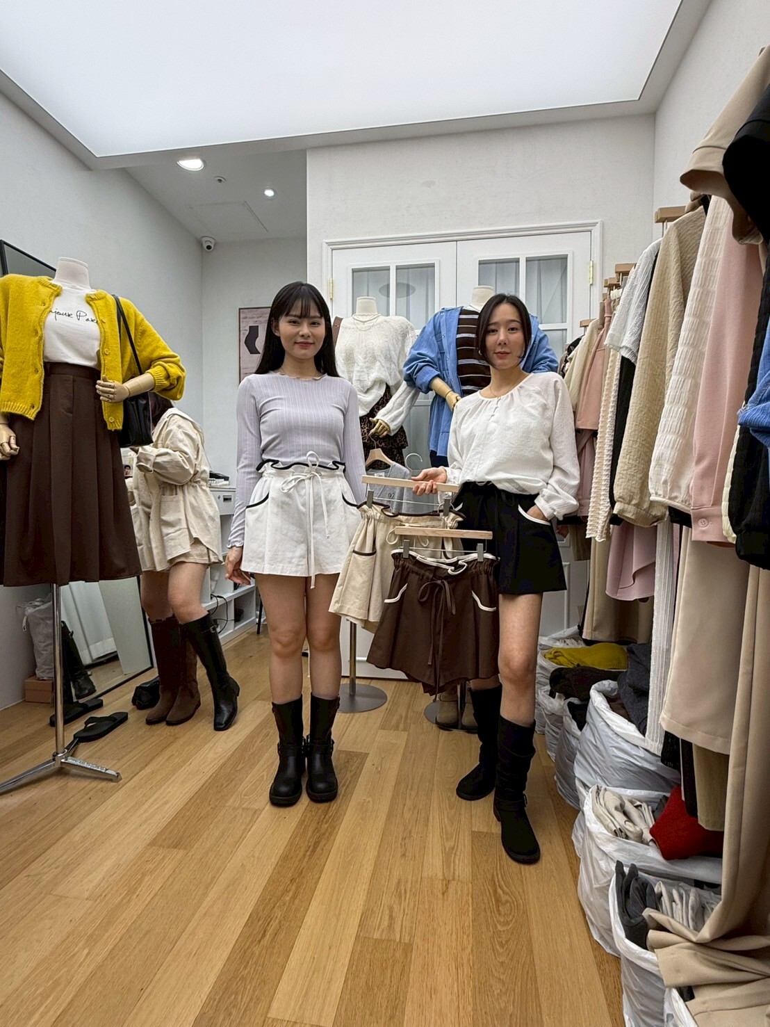 RF5017 高腰橡筋花邊拼色休閑短褲