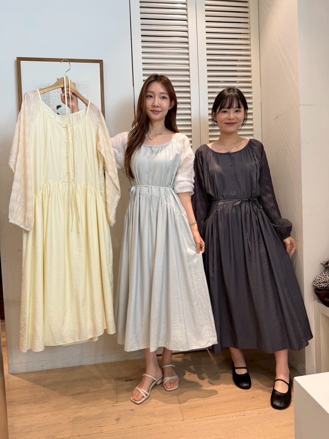 FA5024 兩著異材質拼接手袖連身裙