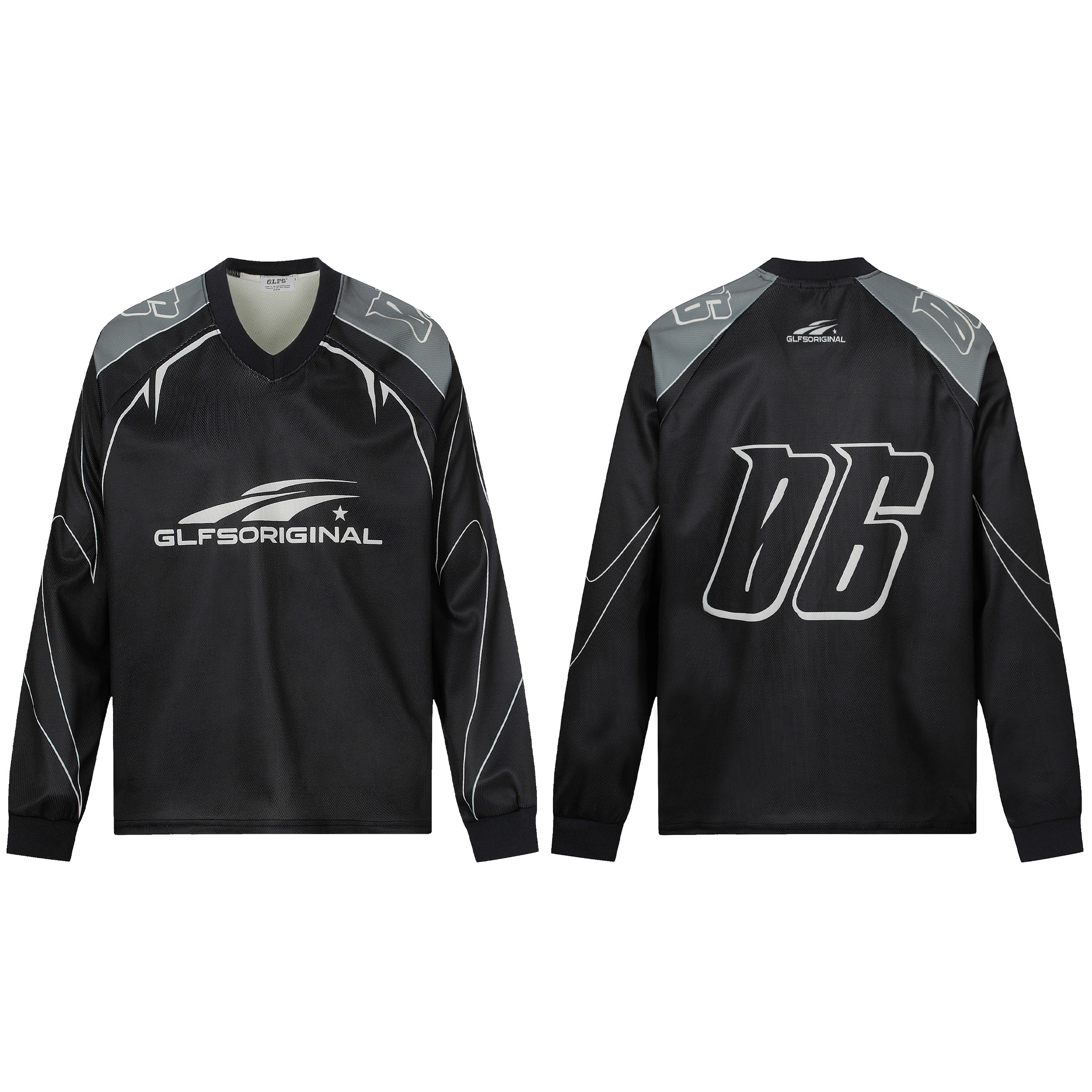 【車庫服飾】網眼V領長袖球衣