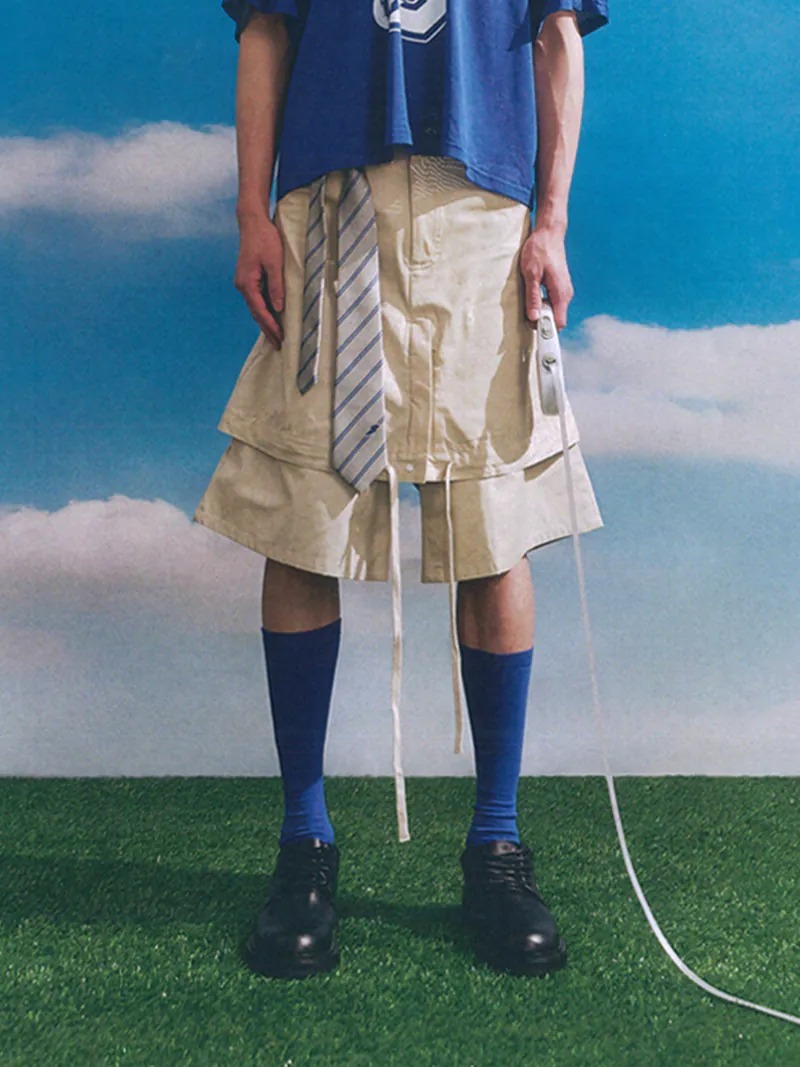 Enclave｜Twill Loose-Fit “Drop-Trou” Shorts (Khaki)