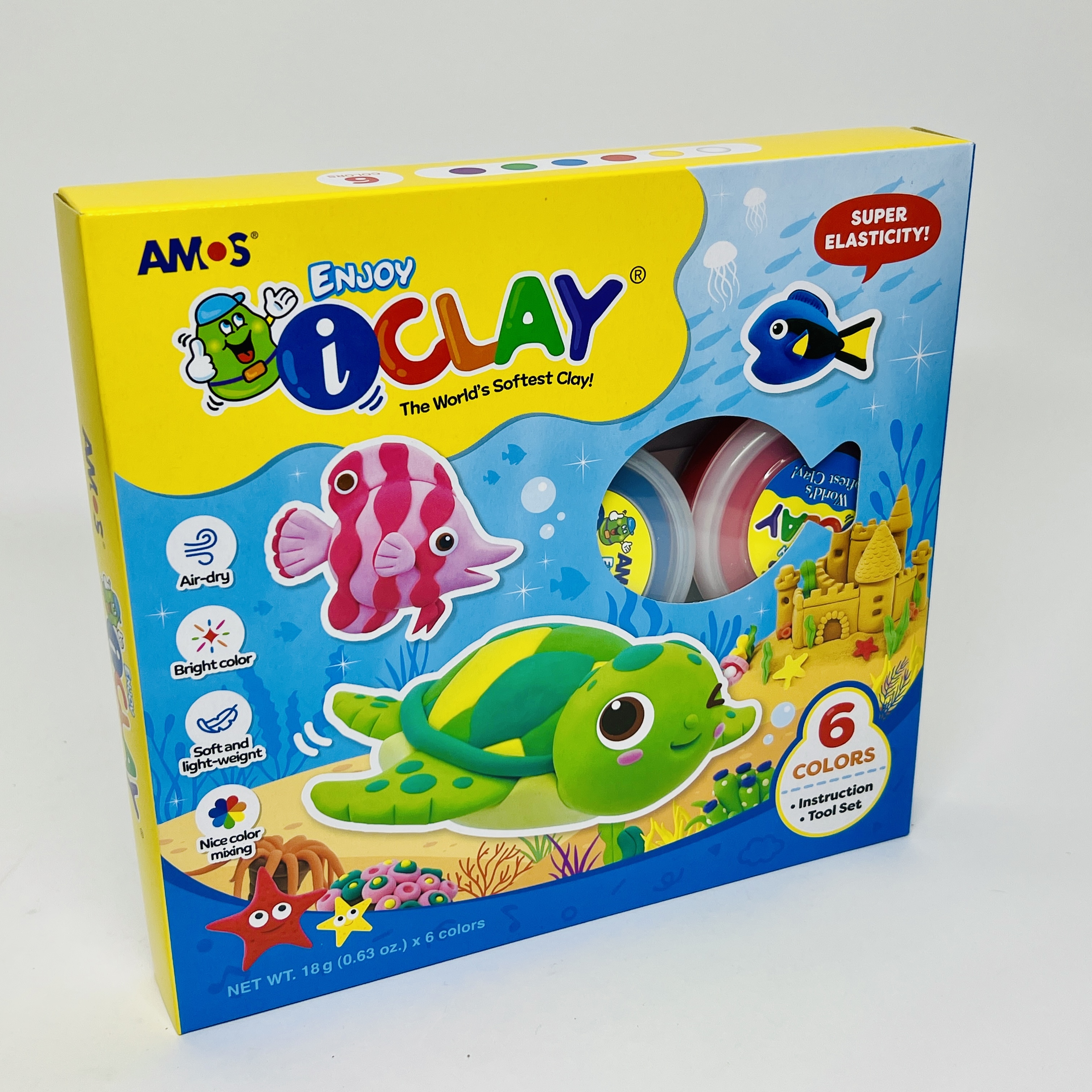 AMOS - 韓國 AMOS iCLAY® 水族館造型 輕黏土, 6色套裝 #IC6PT《香港行貨》- 1 套