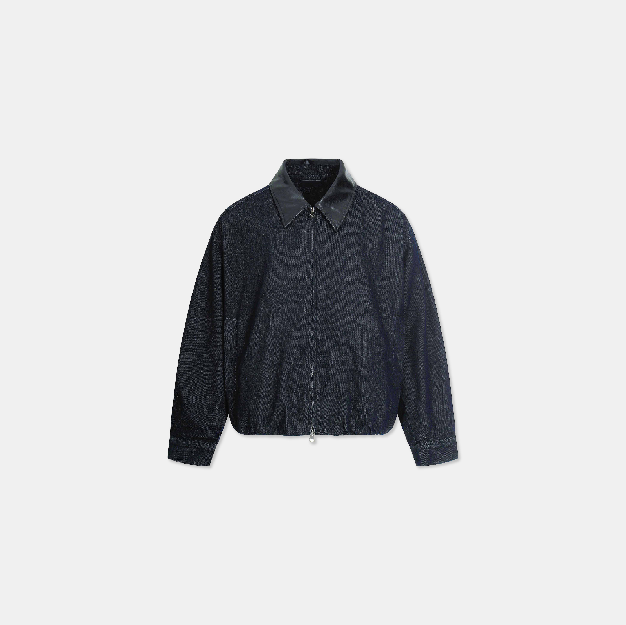 ACR 皮革領 拼接 原色 牛仔 外套