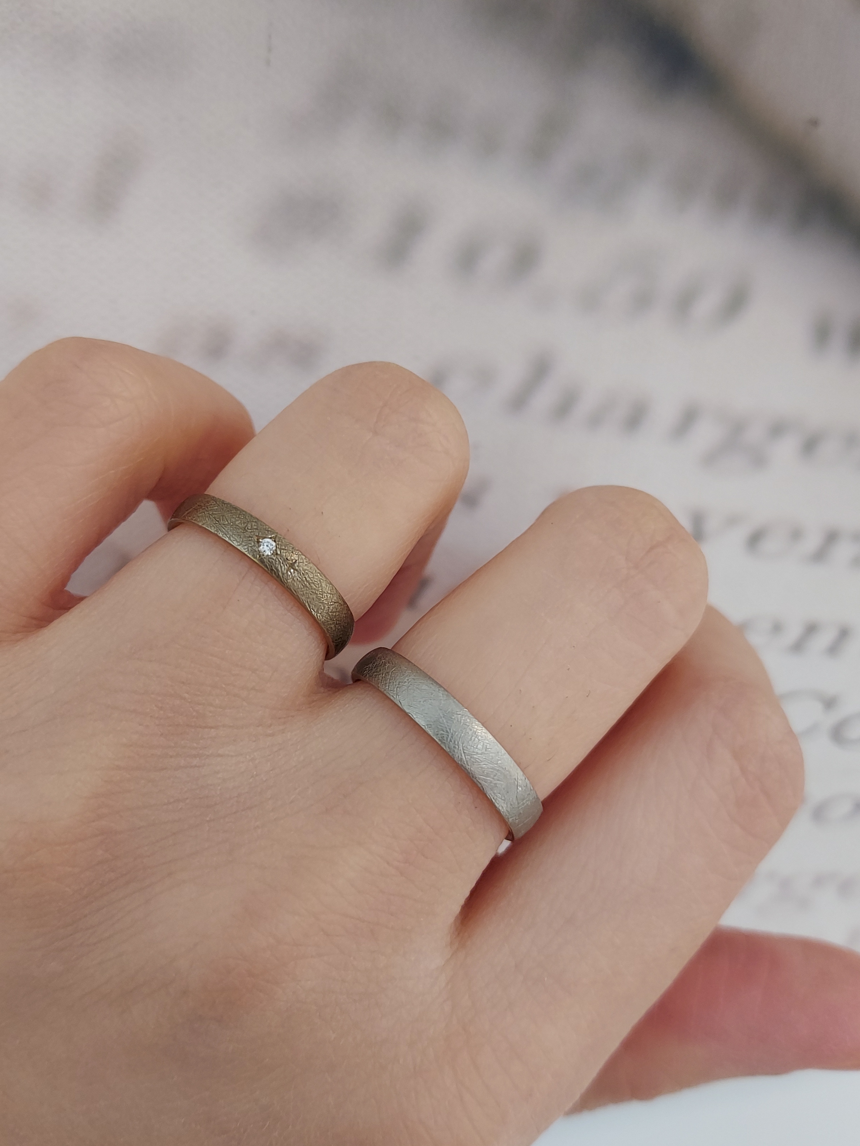 日本PT950鉑金/18K原色白金天然鑽石結婚戒指 - 温もり