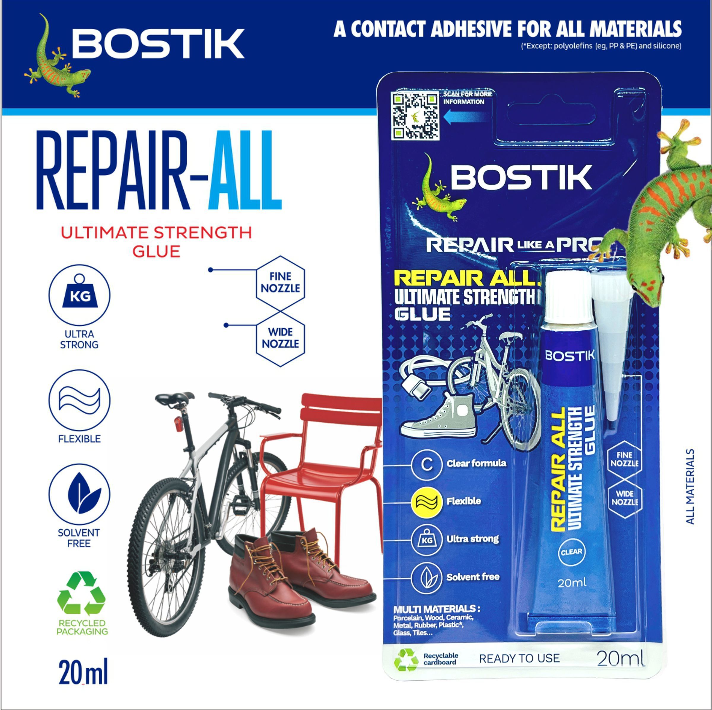 Bostik® 強力修補膠, 透明 20毫升《香港行貨》AA