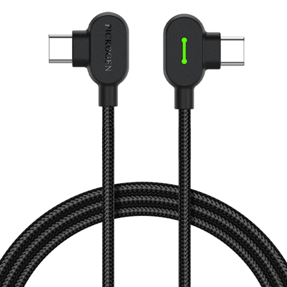 PICKOGEN 雙Type-C/PD充電線傳輸線編織線快充線 LED 安卓 雙彎頭L型 GameFlex 2M
