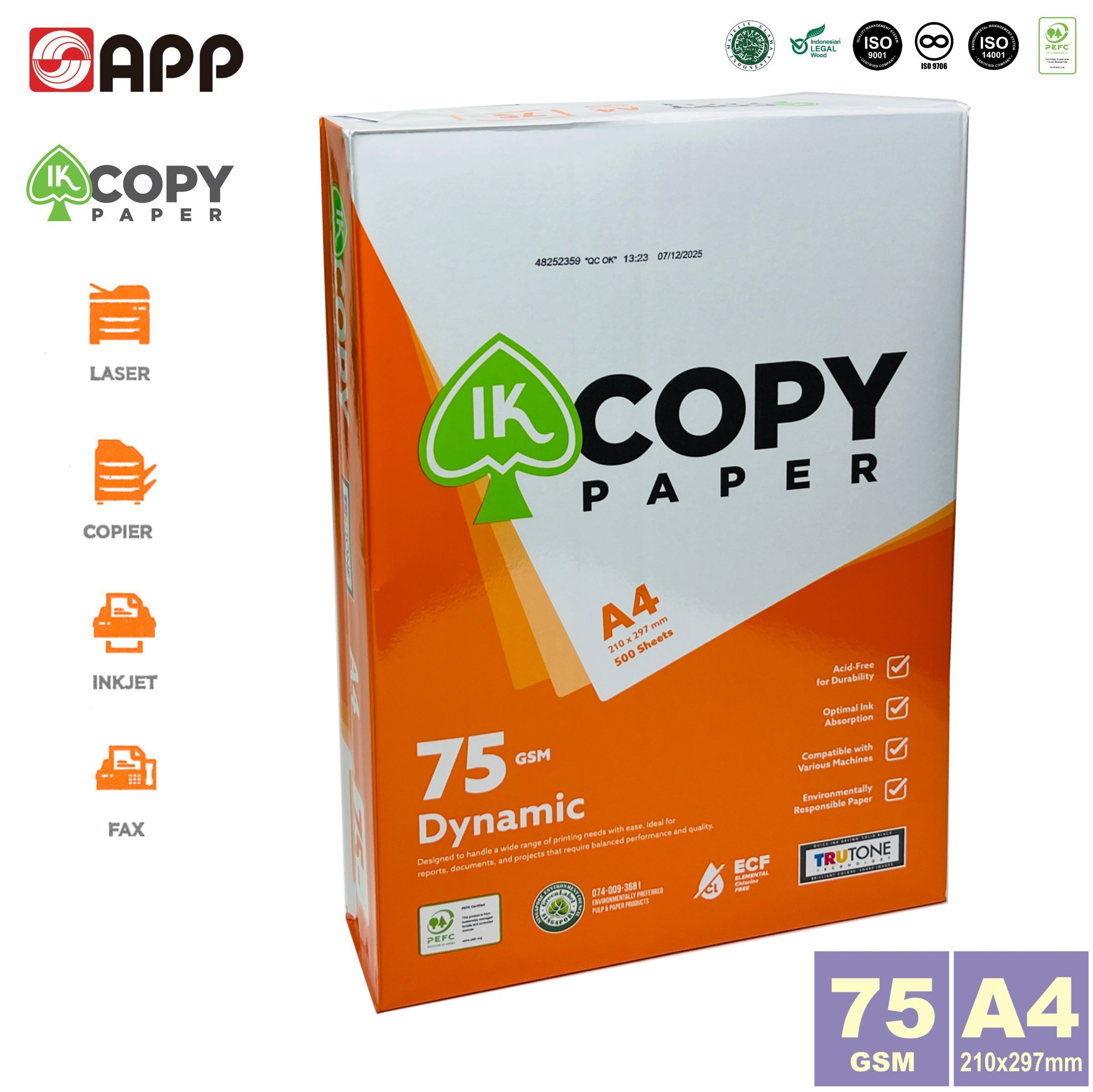 75克 A4 "IK COPY" 白影印紙 (500張) a4紙