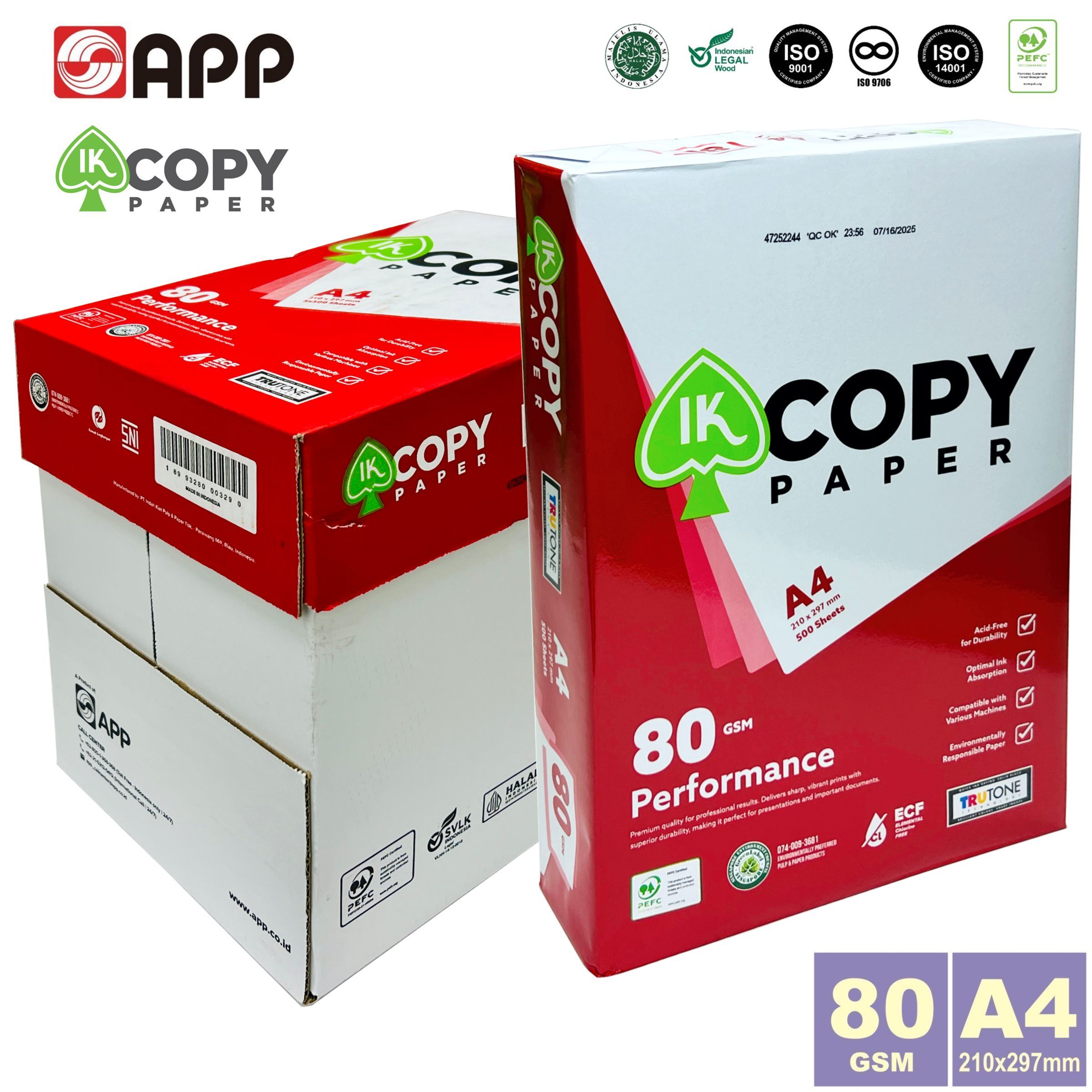 多致紙品 - 【箱裝】80克 A4 "IK COPY" 白影印紙 (2,500張) 5包 a4紙