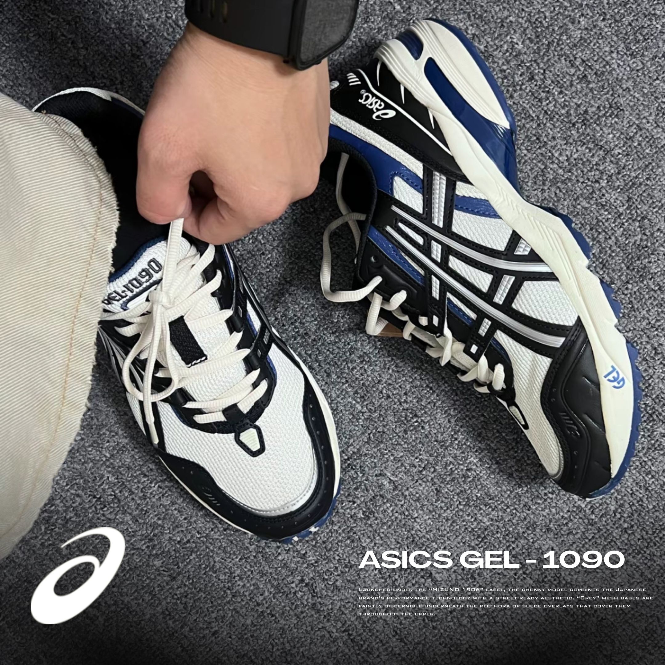 NICEDAY 代購 Asics GEL-1090 刺繡 銀藍 海軍藍 黑銀 深藍 復古 機能 運動 慢跑 男鞋 1203A243-102