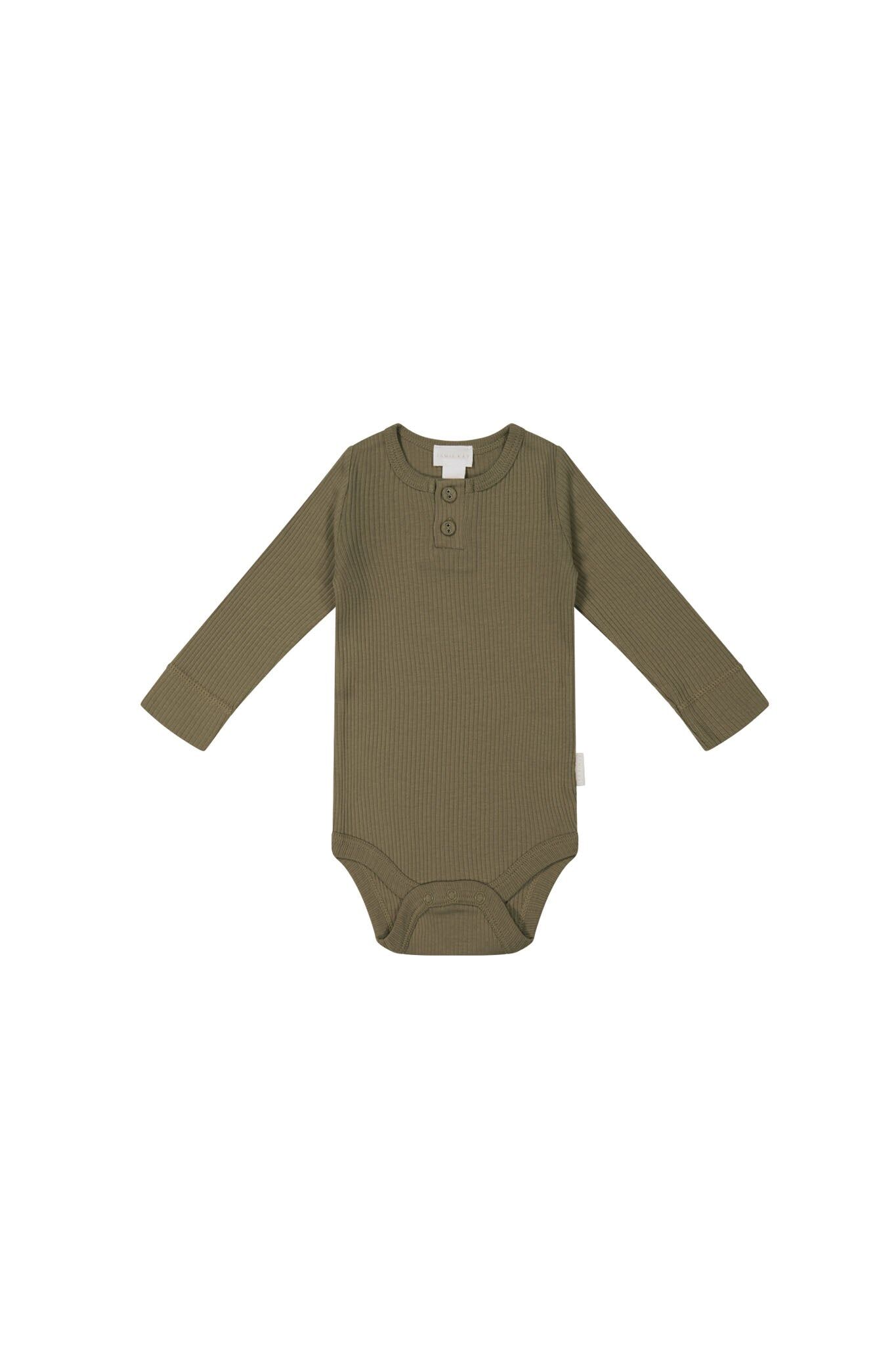 【預購】JAMIE KAY - Organic Cotton Modal Long Sleeve Bodysuit（Fir Bark）