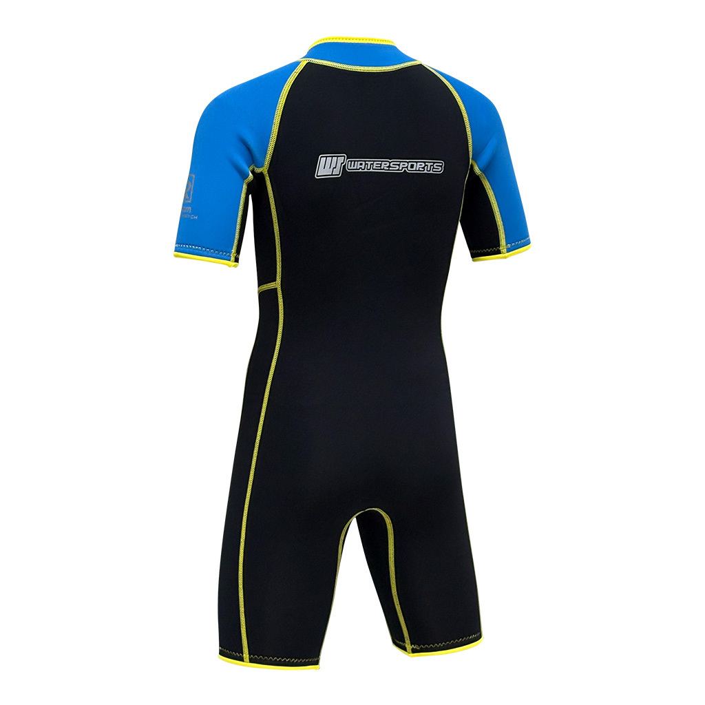 3.5mm 兒童 CR 絨毛內裡游泳連身保暖衣 - 藍/黃