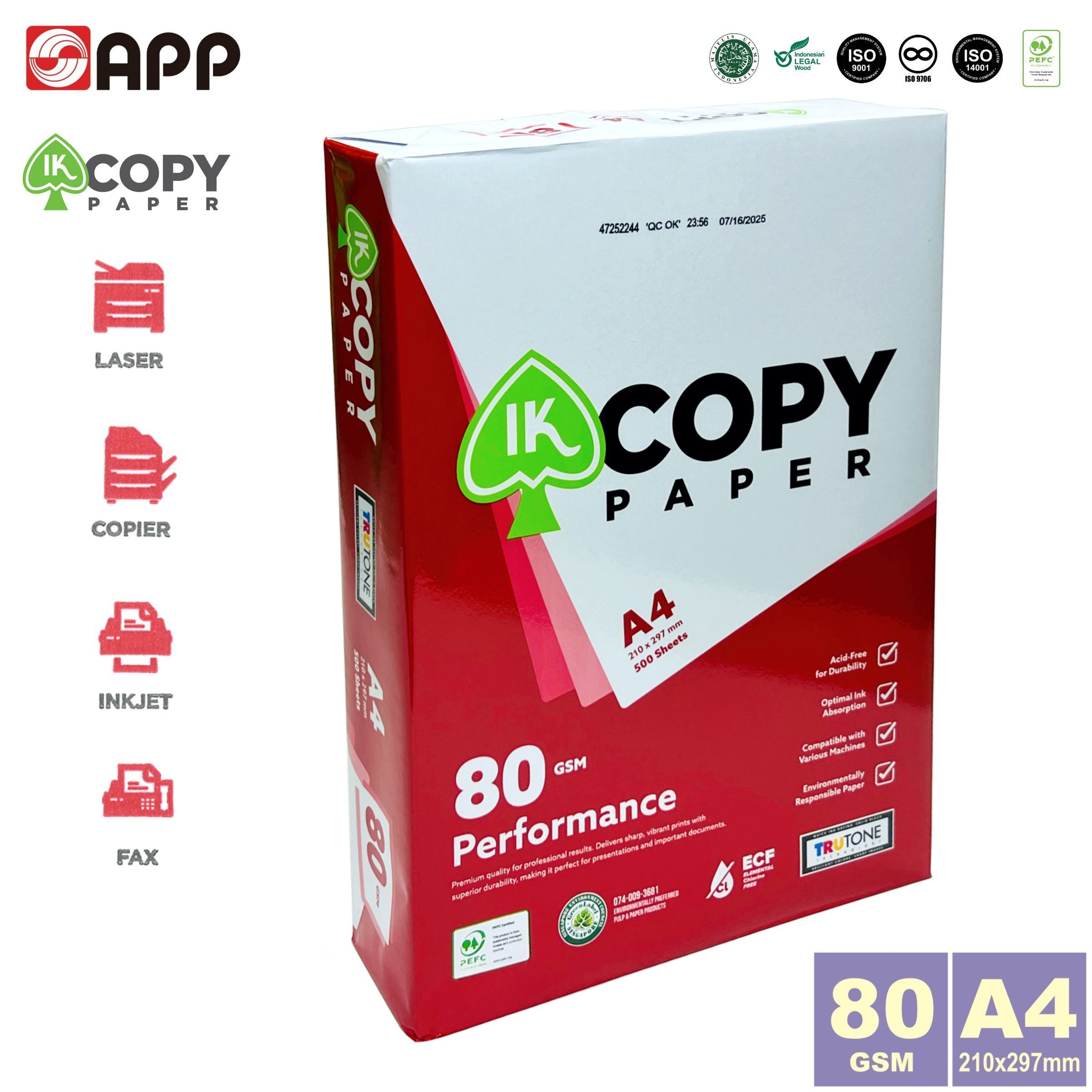 80克 A4 "IK COPY" 白影印紙 (500張) a4紙《新包裝》