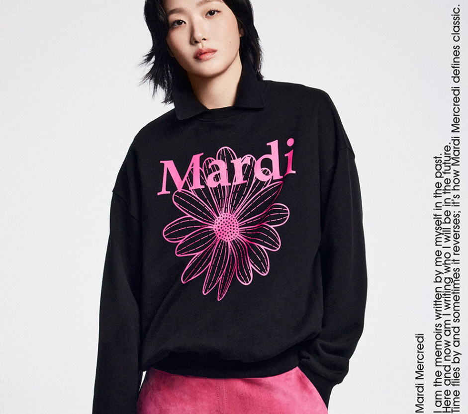 【現貨】AKR092001 Mardi SWEATSHIRT FLOWERMARDI (BLACK FUCHSIA)