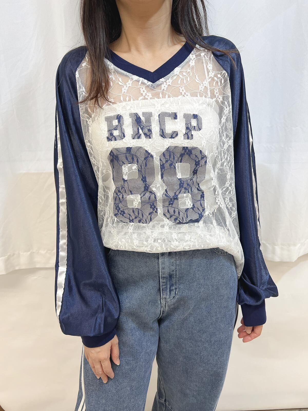 現貨 日本 CN Lace Docking Football Tee 藍色