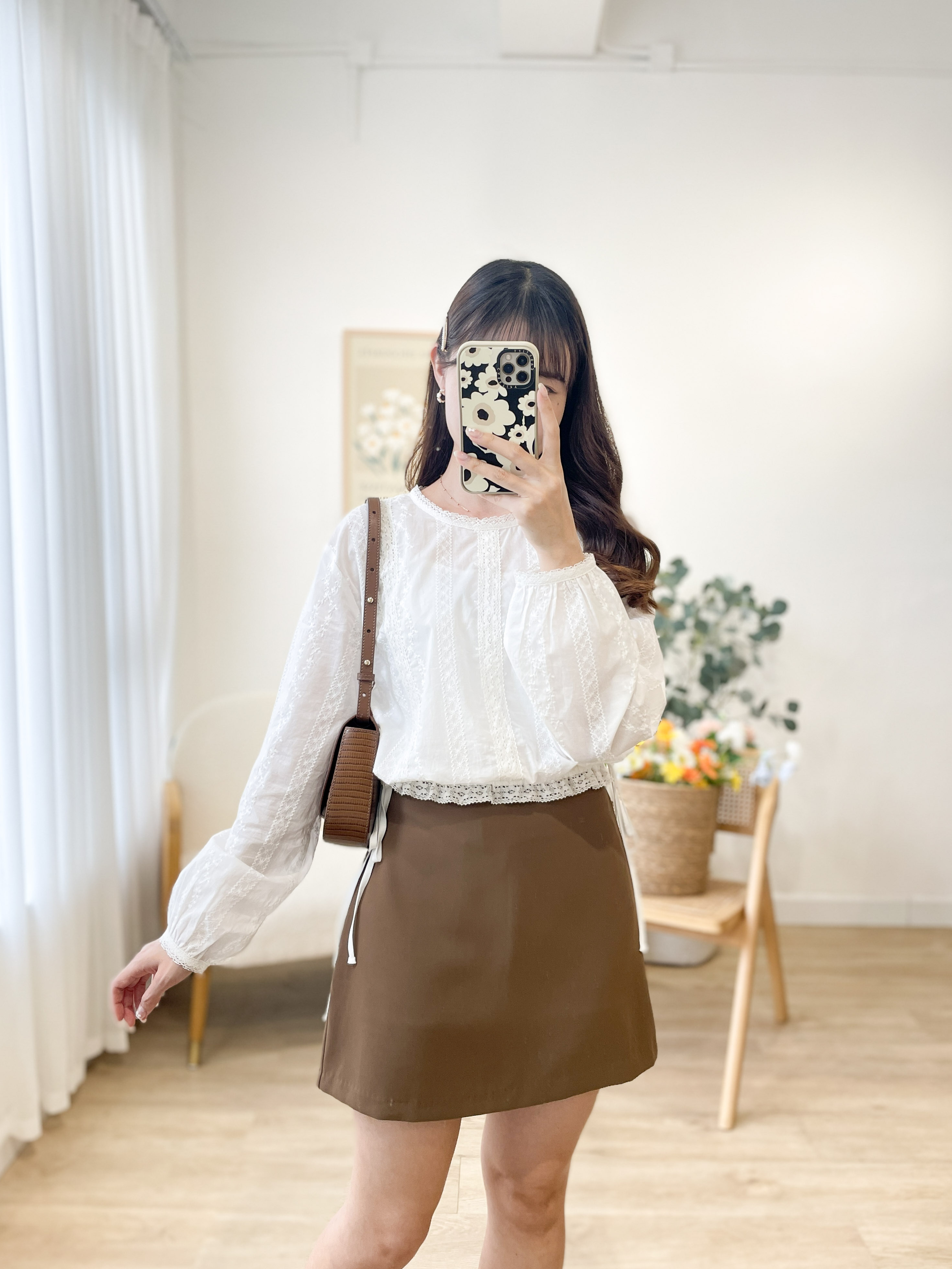 T1378 Lace Cascade Blouse