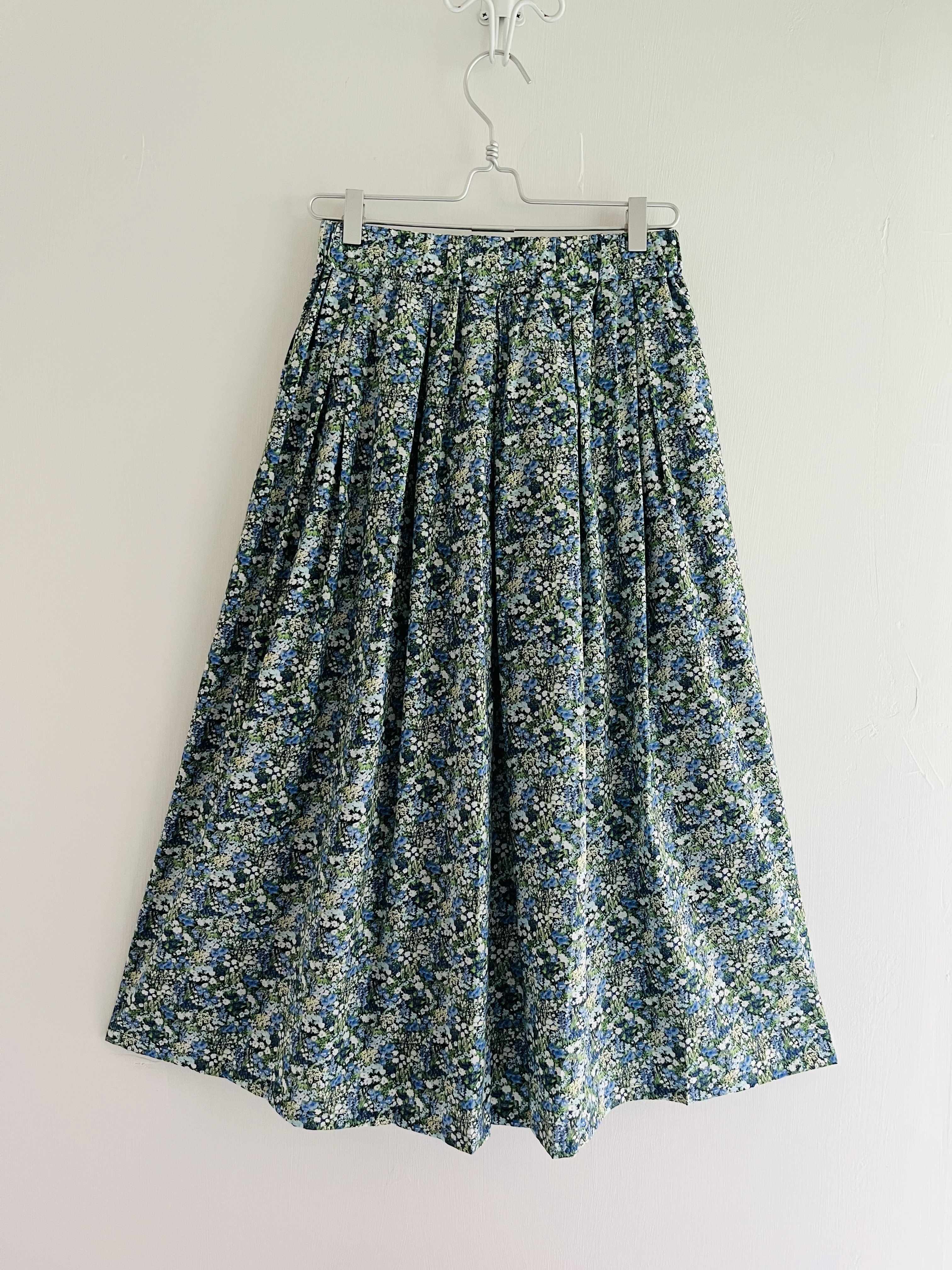 日本製LUEUF藍色碎花全橡筋裙