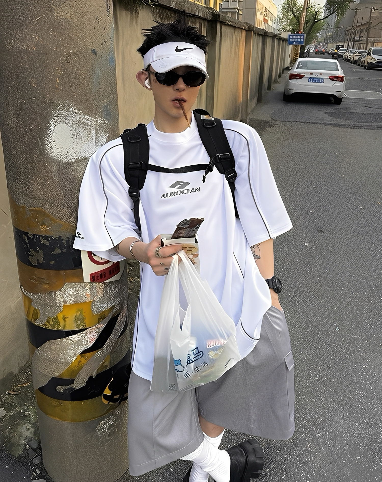 鳥眼 刺繡 運動 清爽 透氣 短袖