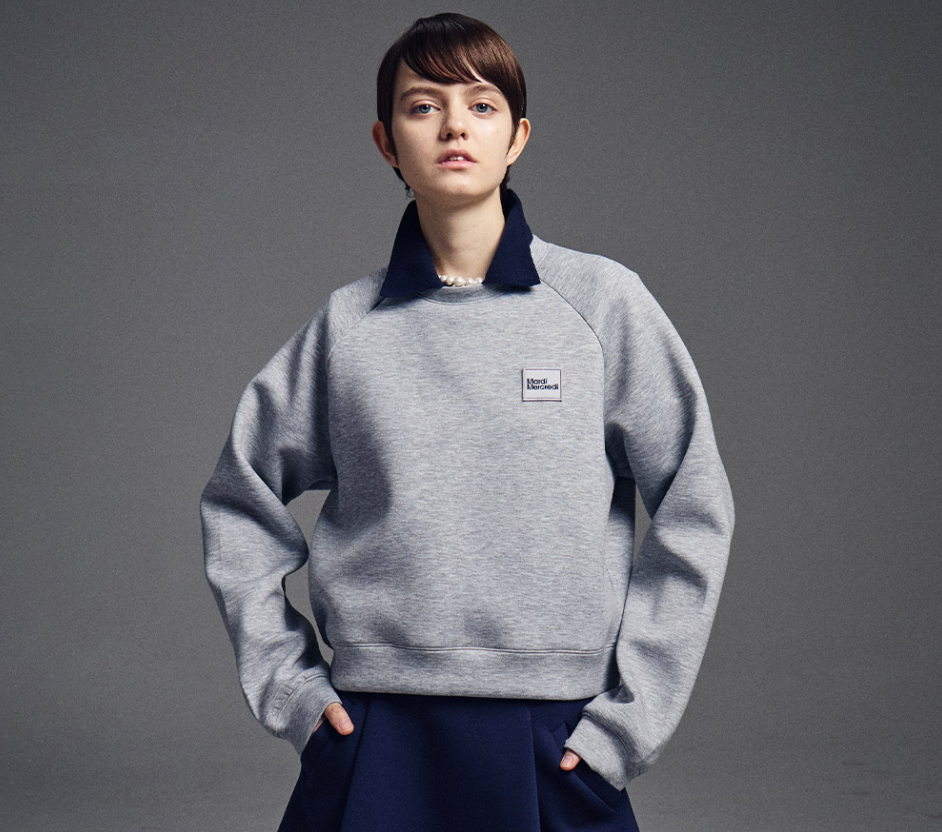 【預購】AKR092006 Mardi NEOPRENE CROPPED SWEATSHIRT SQUARE LOGO (GREY)