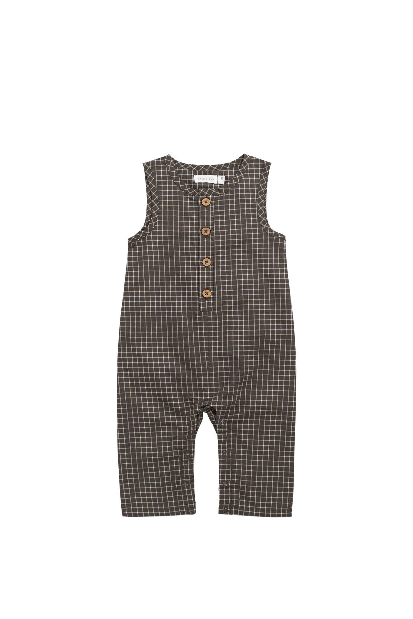 【預購】JAMIE KAY - Organic Cotton Milo Jumpsuit（Coffee Grid）