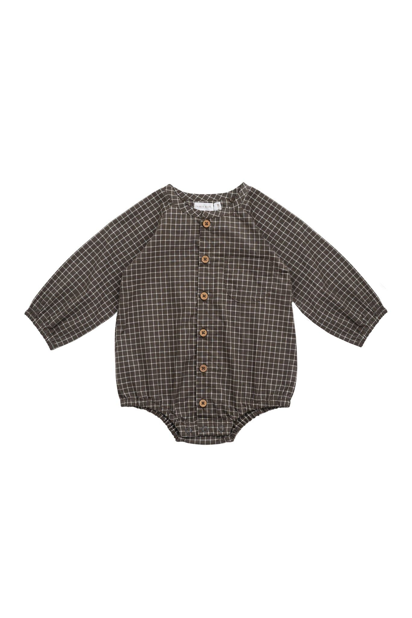 【預購】JAMIE KAY - Organic Cotton Ellis Playsuit（Coffee Grid）