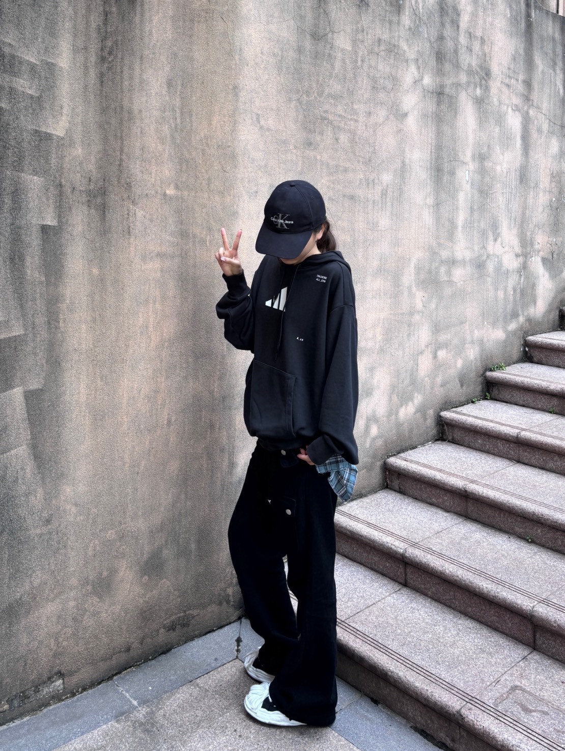 ADIDAS ALL_GYM 標語 字體 黑色 全黑 帽T IS2355