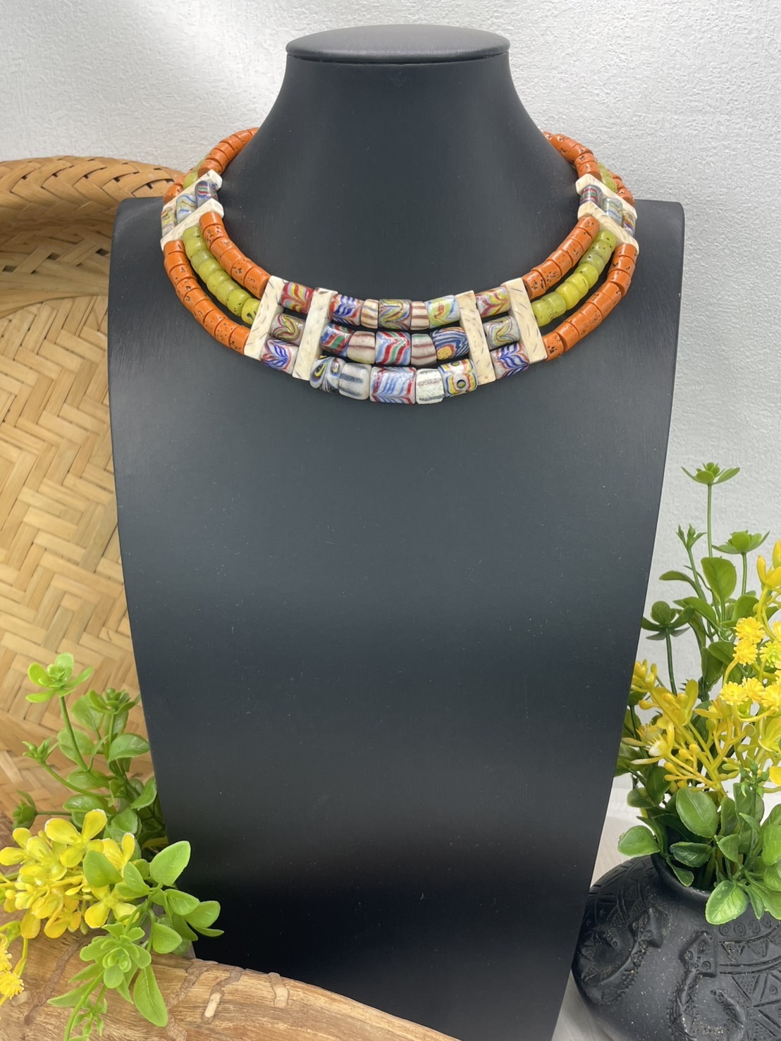 W-No.76傳統花珠三排頸鍊35cm