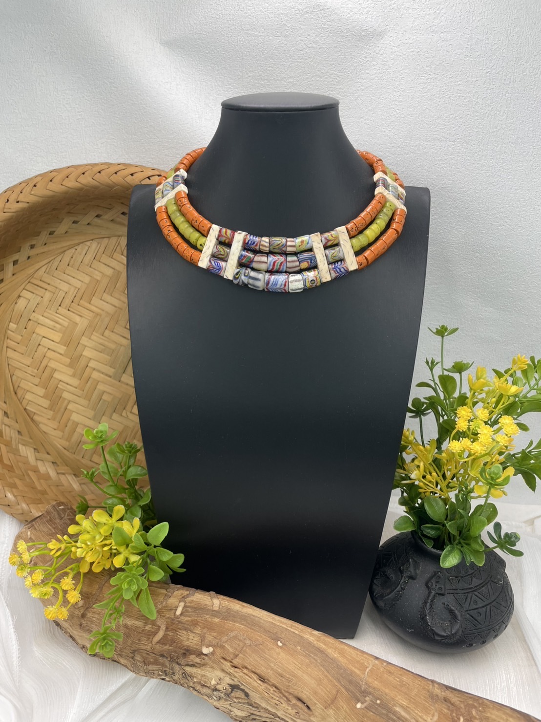 W-No.76傳統花珠三排頸鍊35cm