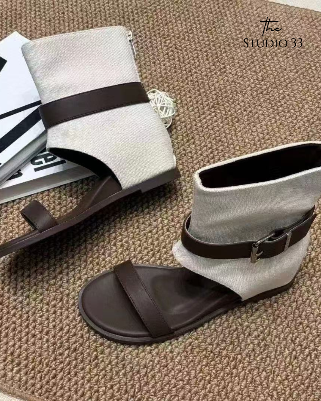 百搭靴型拉鍊羅馬涼鞋