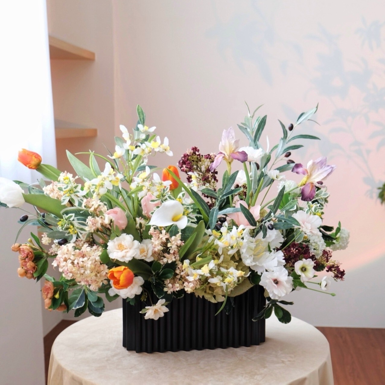 頂級仿真花 長型花園款盆花