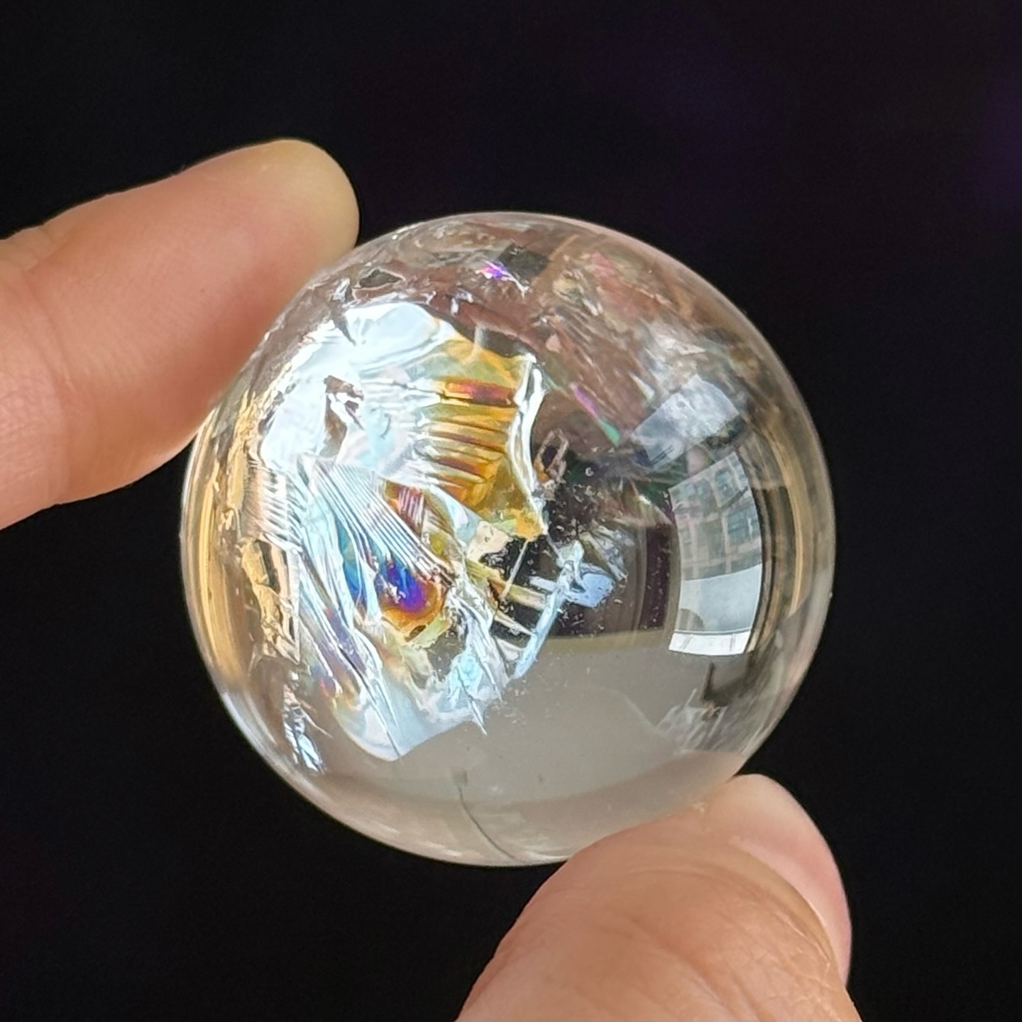 [原石] 爆彩白水晶 水晶球 約 3 公分