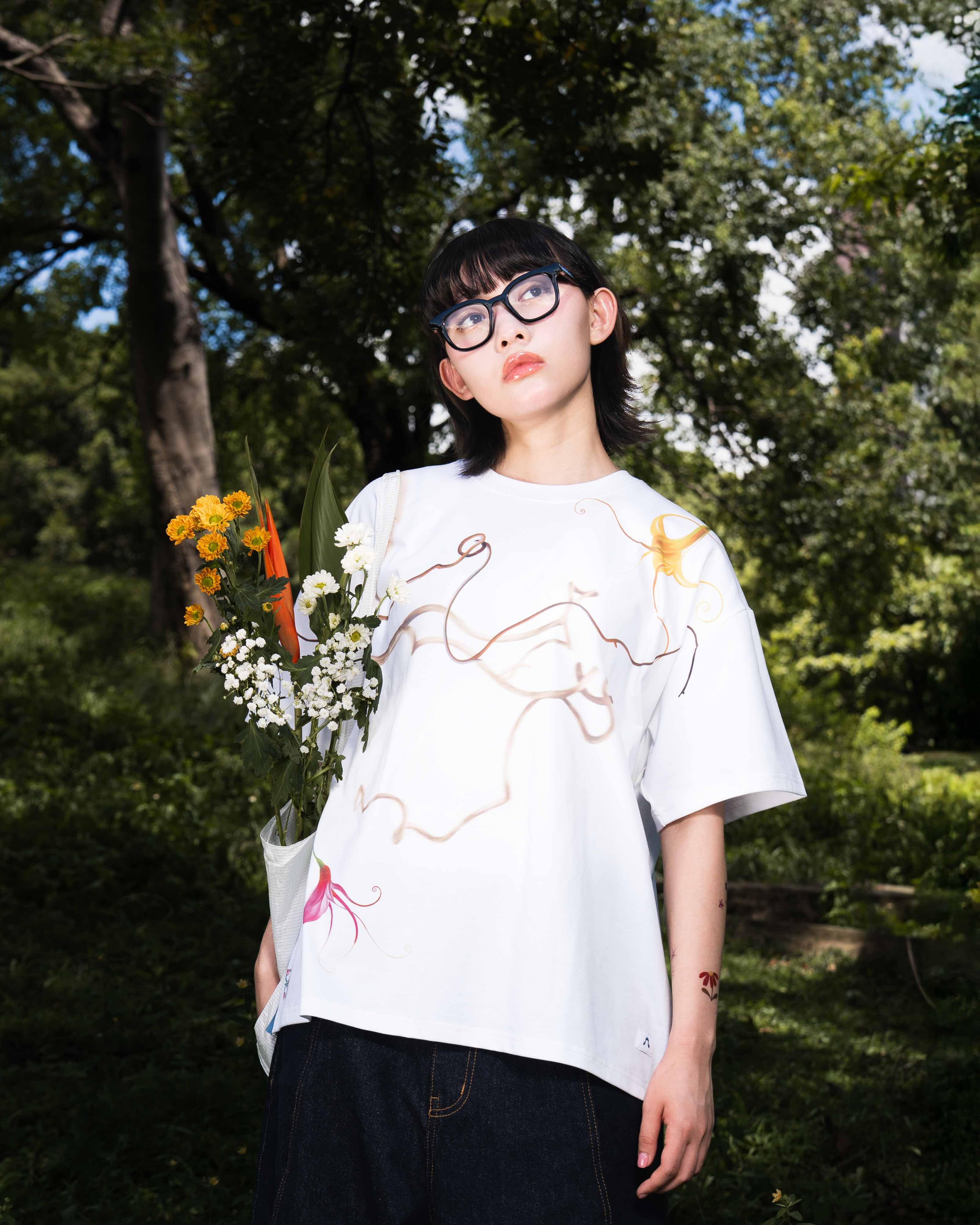 SIMON MADE shen-002 FLORAL PATH（花之軌跡）SORONA 涼感 短T