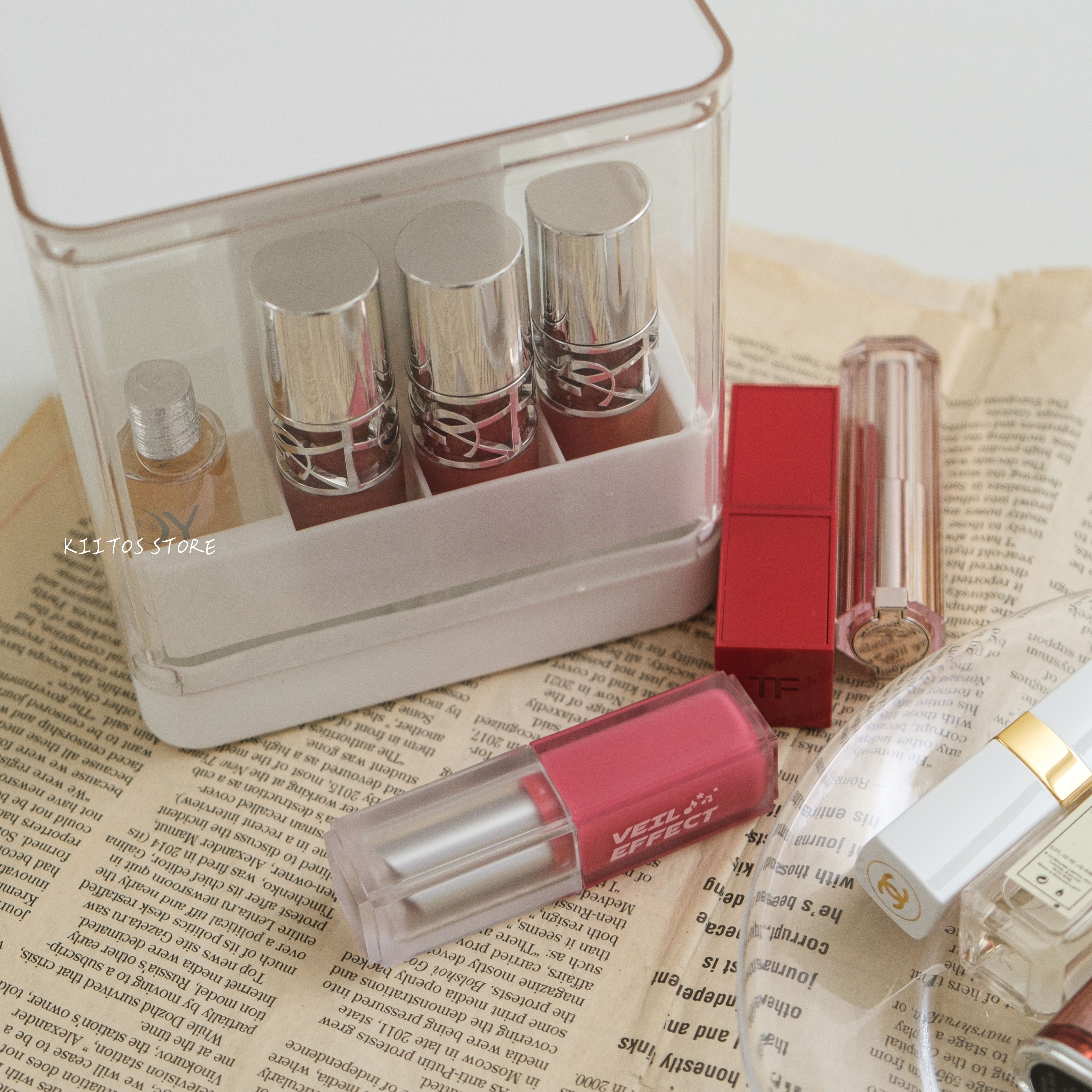 按壓式口紅收納盒 多格設計 口紅 唇膏收納 大容量口紅架 口紅架 升降口紅收納盒 口紅收納盒 口紅防塵盒