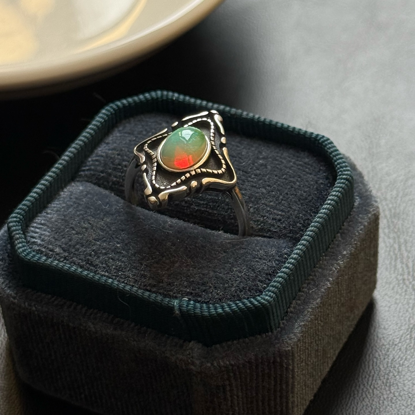 [原石] 衣索比亞蛋白石 925銀戒指