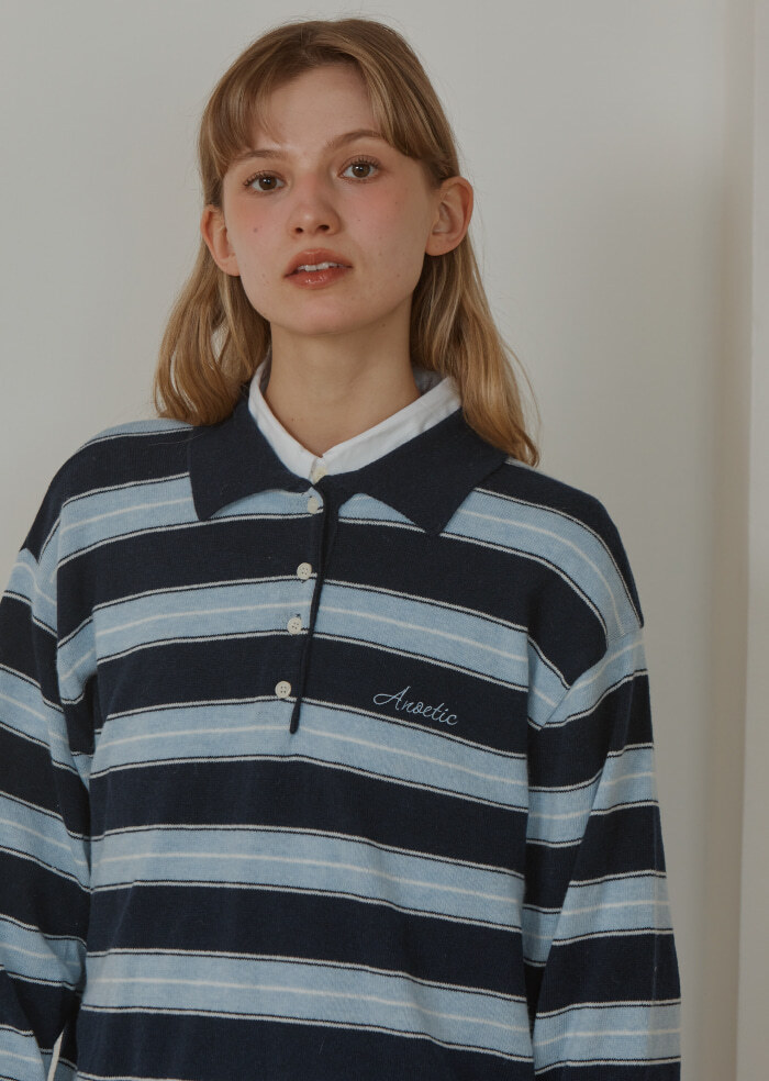 【直播】ANOETIC LL092042 條紋有領針織上衣