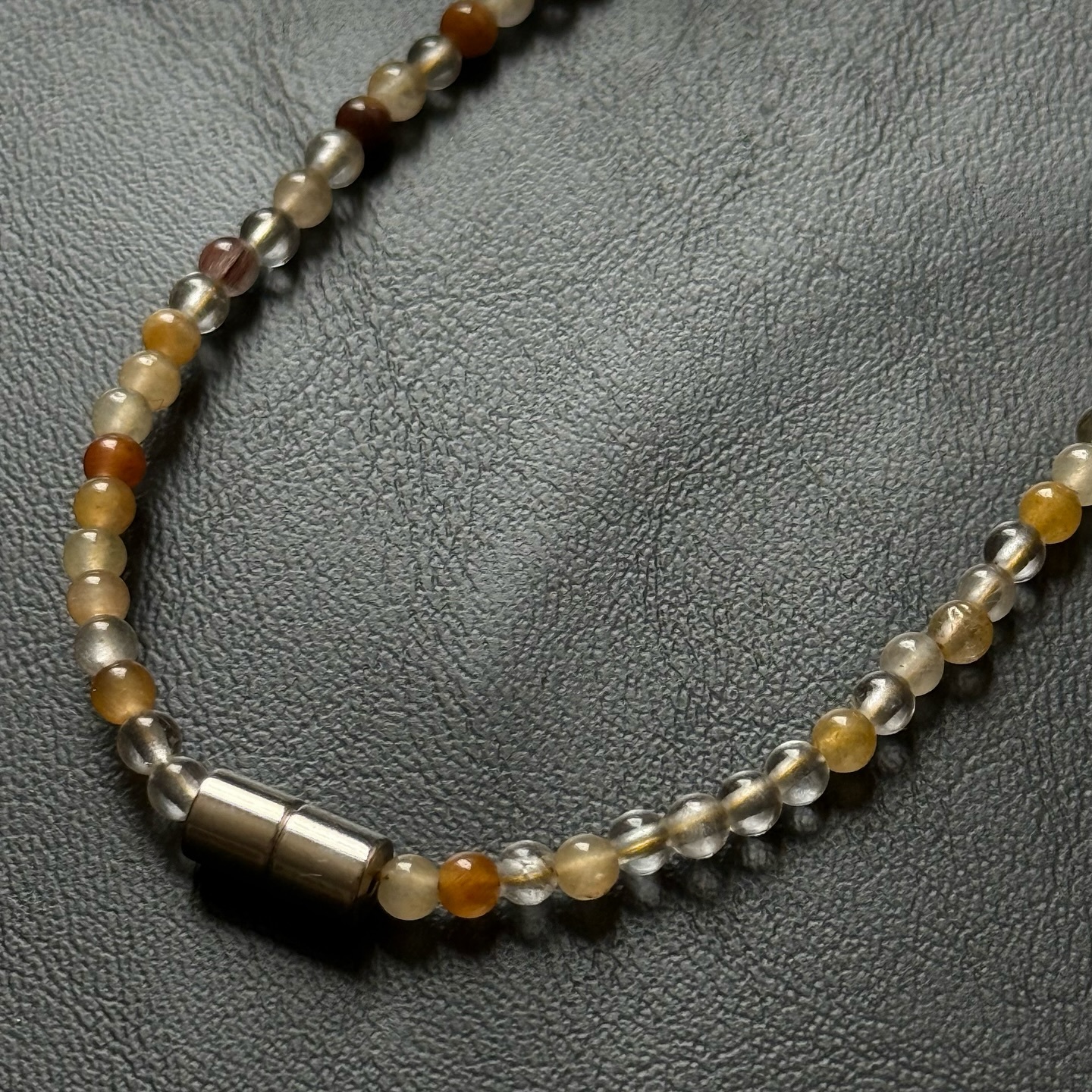 [原石] 黃兔毛水晶 磁吸式長項鏈 水晶項鍊