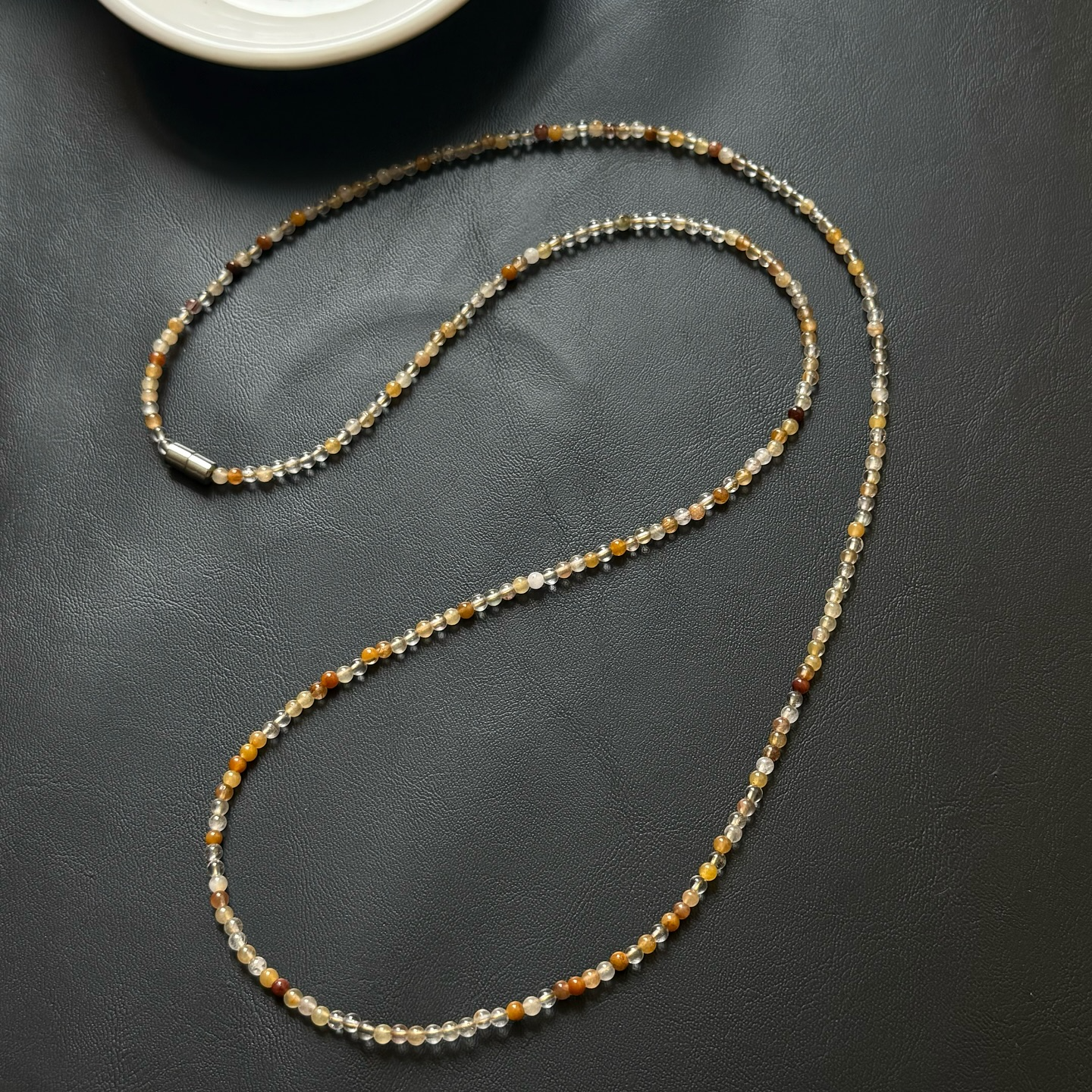 [原石] 黃兔毛水晶 磁吸式長項鏈 水晶項鍊