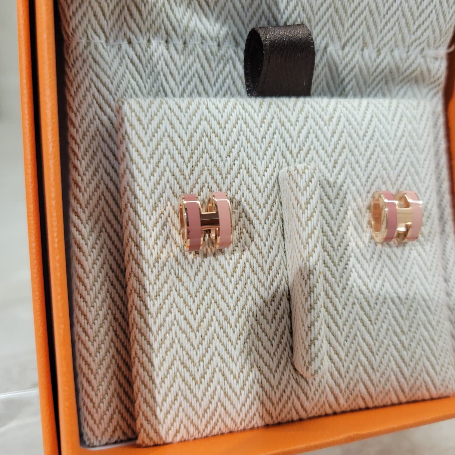 HERMES MINI POP H EARRINGS  ROCABAR BEAUTE FO (2 TONE) PINK 胭脂粉