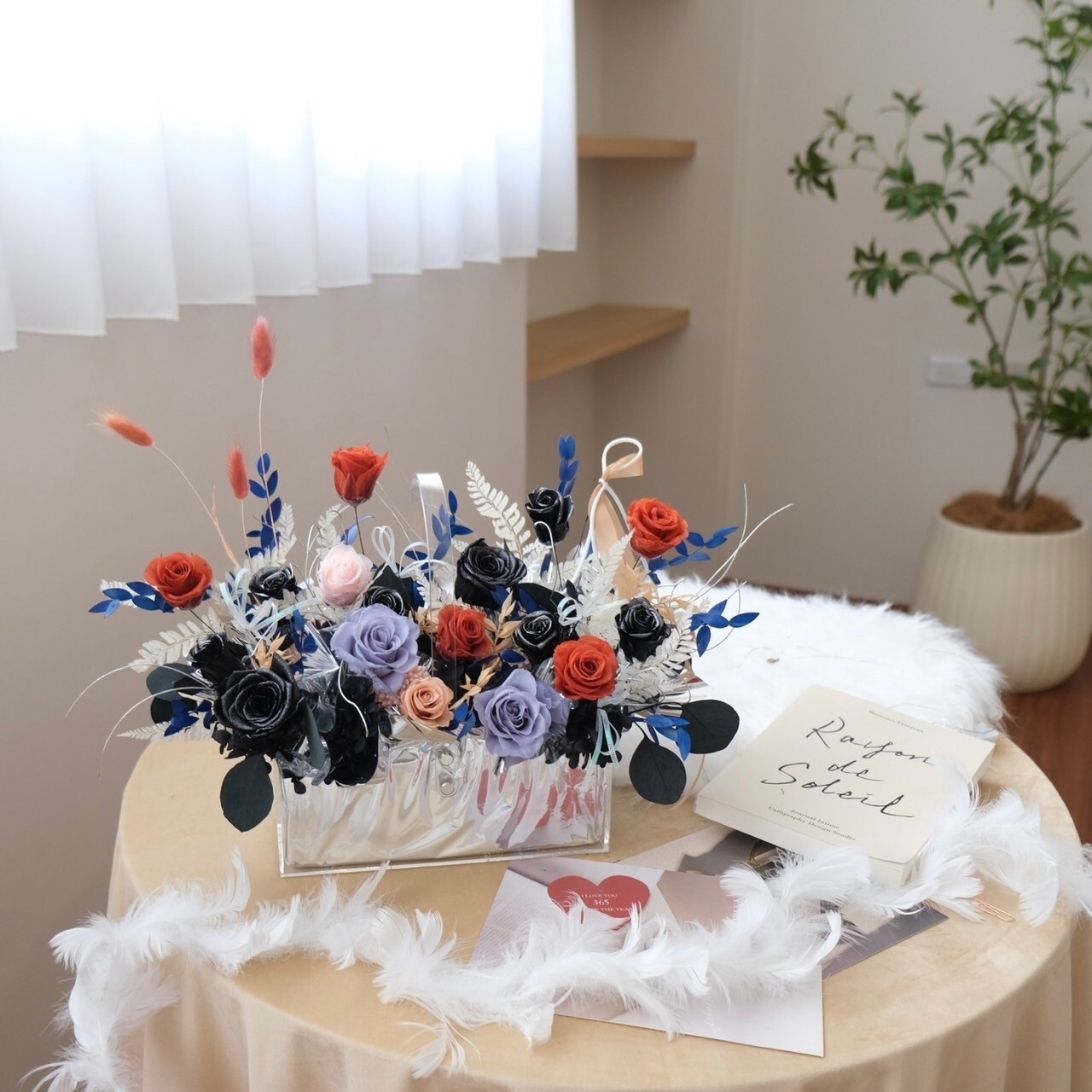 品牌形象訂製壓克力永生花提盒 酒水禮盒