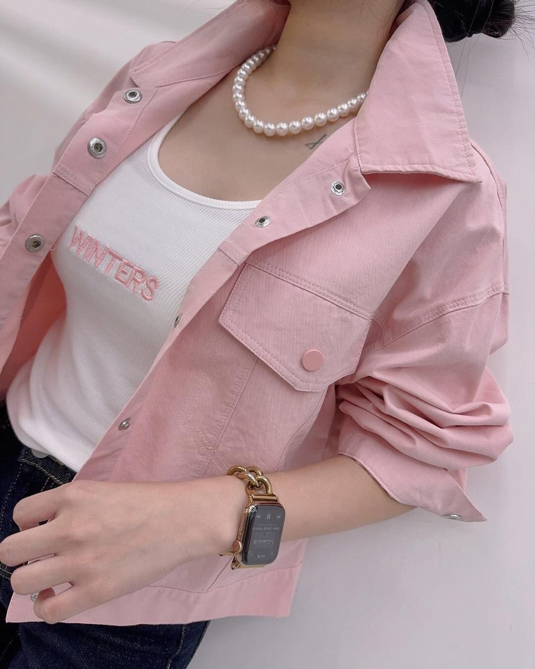 【簡約甜美的襯衫外套+背心二件式套裝】（現貨）